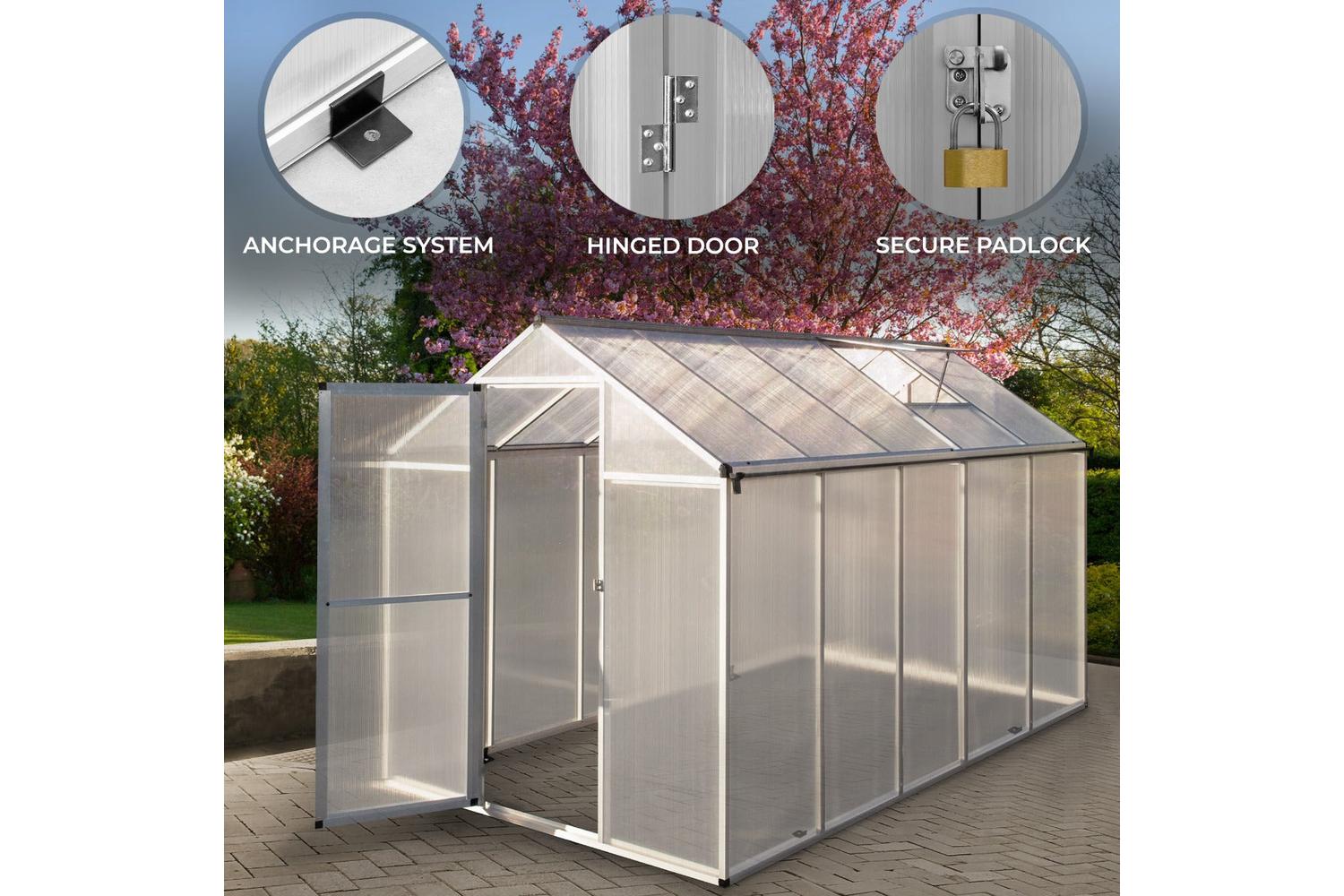 Monstershop 210621 - Polycarbonate Greenhouse 6ft X 10ft-2