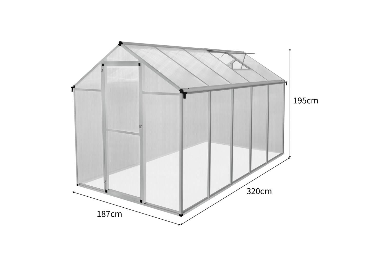 Monstershop 210621 - Polycarbonate Greenhouse 6ft X 10ft-7