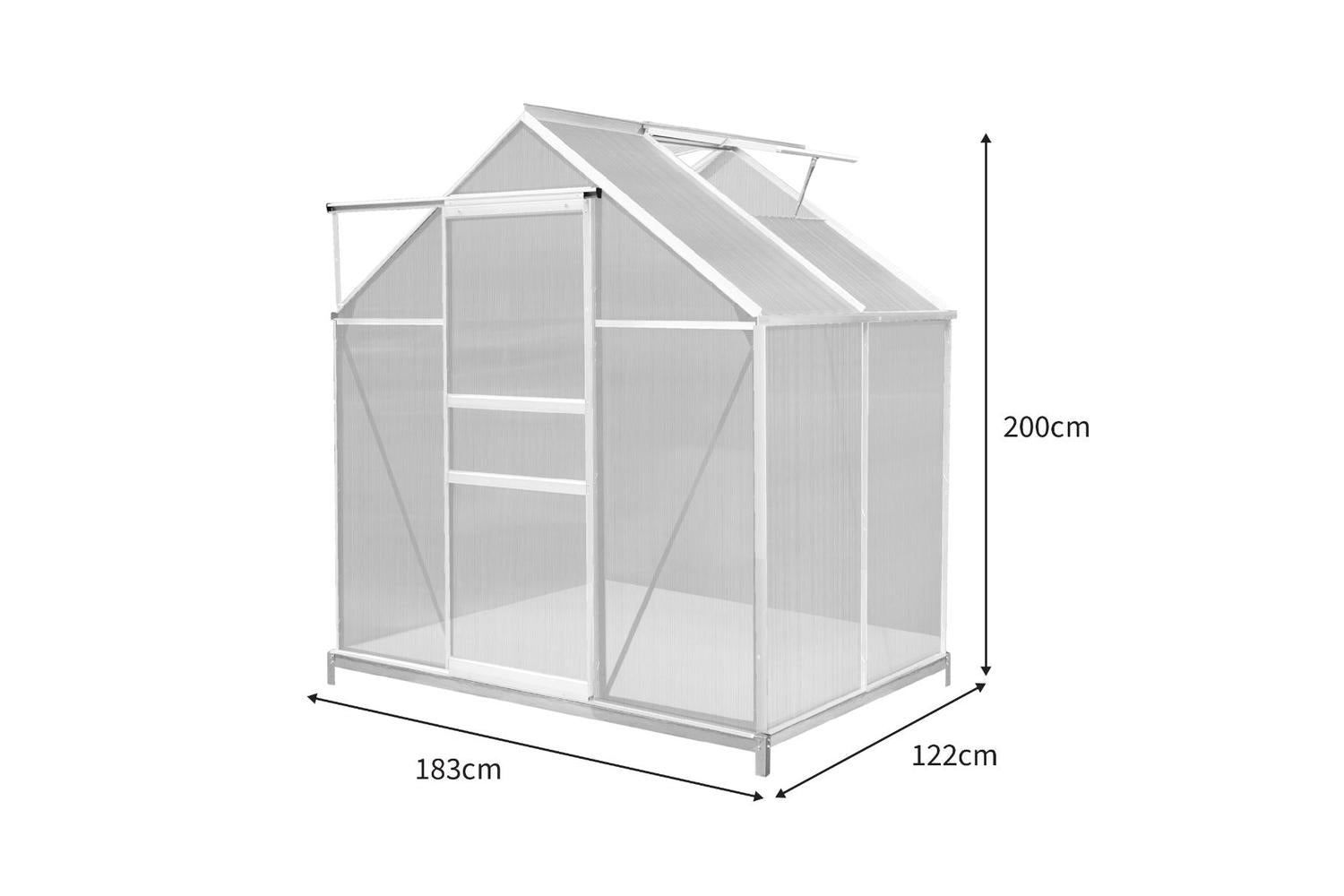 Monstershop 213467 - Polycarbonate Greenhouse 6ft X 4ft With-5