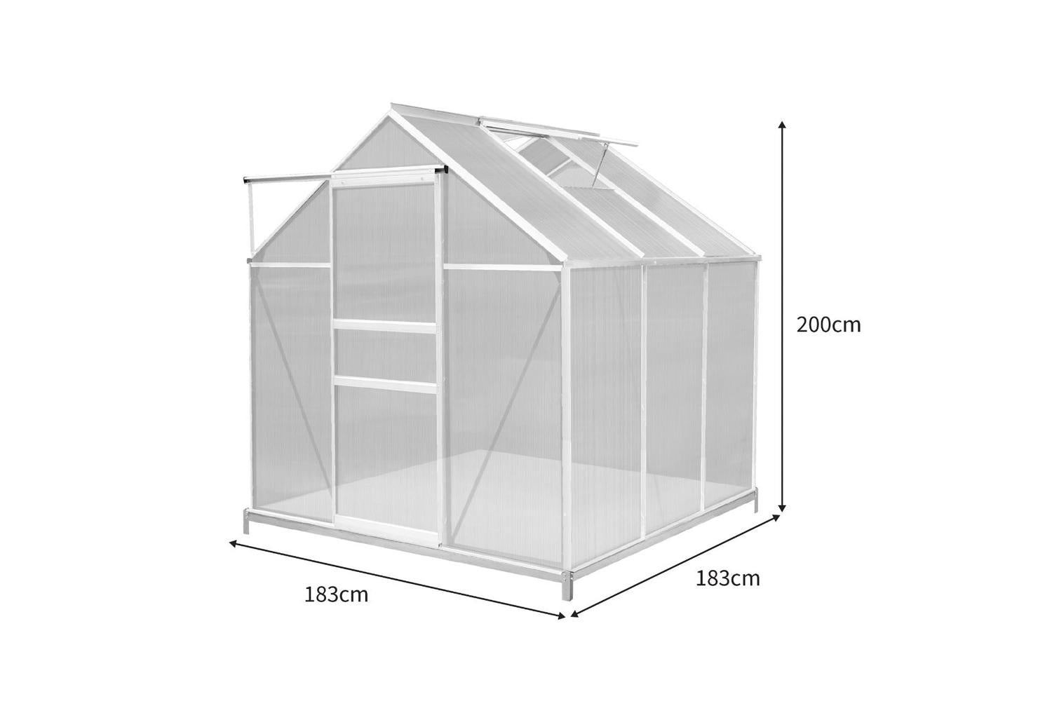 Monstershop 213469 - Polycarbonate Greenhouse 6ft X 6ft With-5