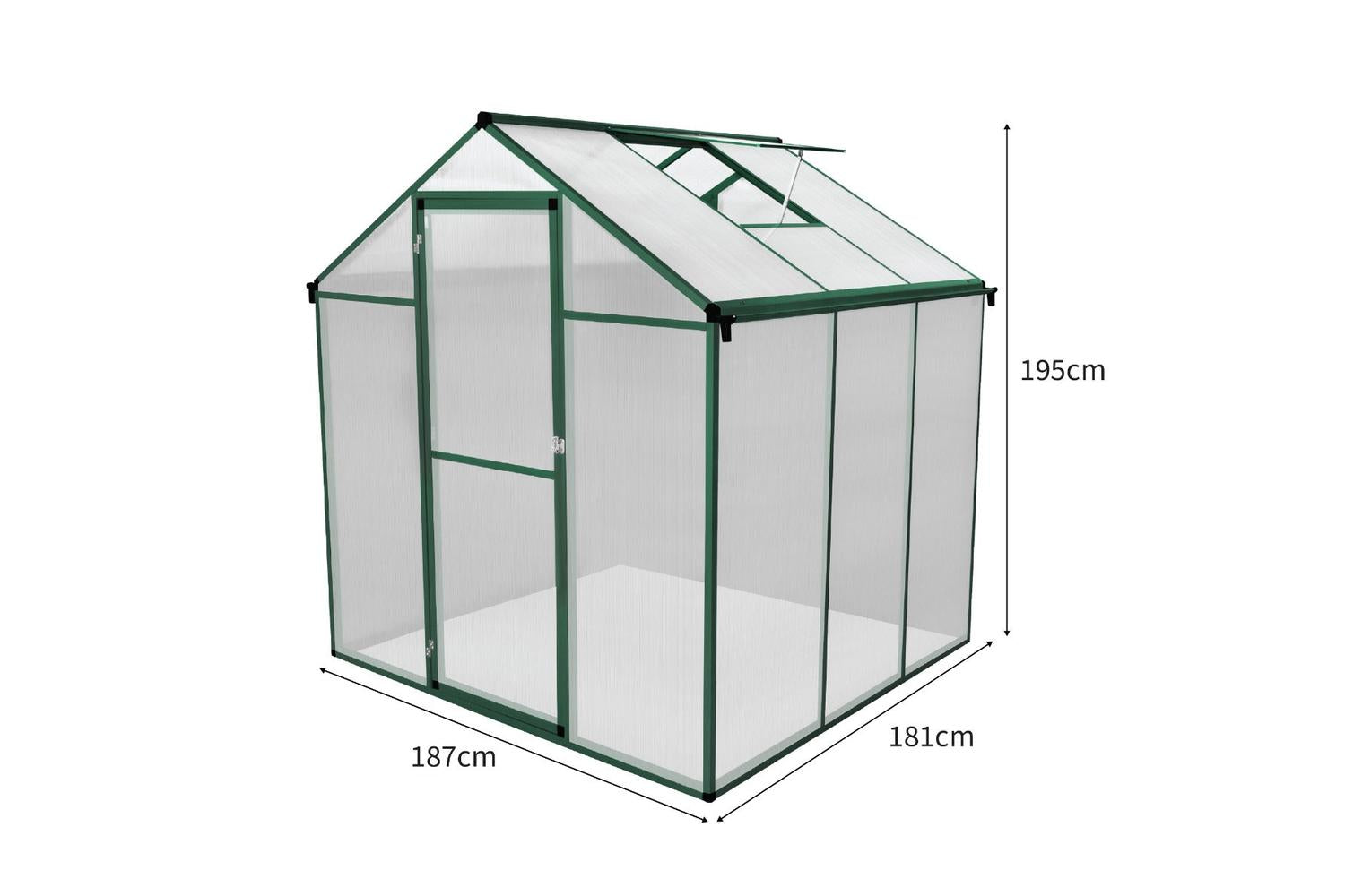 Monstershop 210609 - Polycarbonate Greenhouse 6ft X 6ft-7