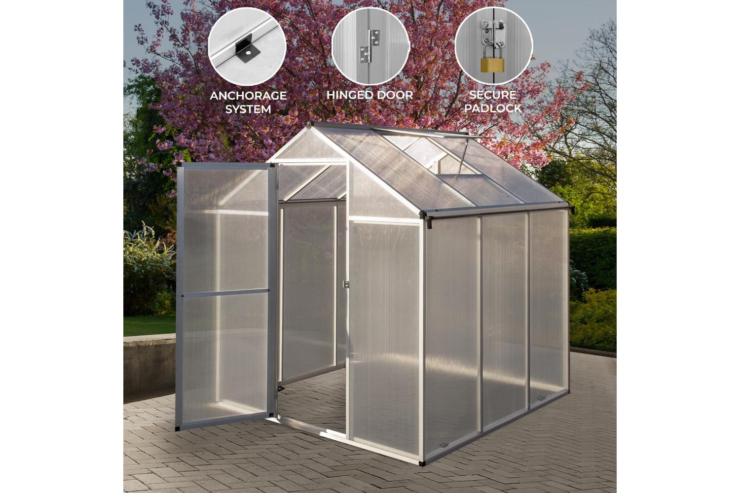 Monstershop 210619 - Polycarbonate Greenhouse 6ft X 6ft S-2