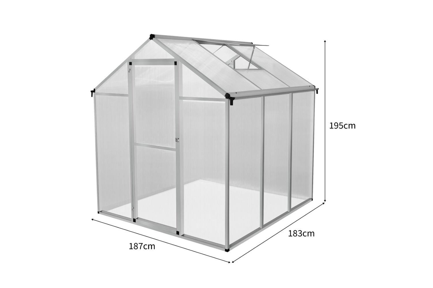 Monstershop 210619 - Polycarbonate Greenhouse 6ft X 6ft S-7