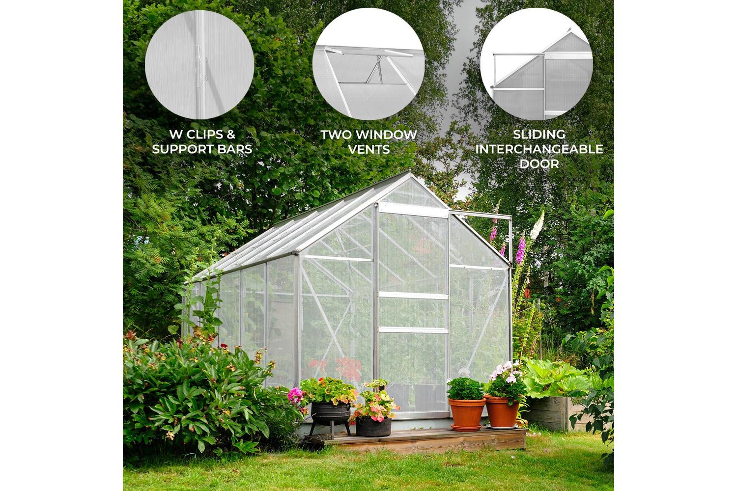 Monstershop 213471 - Polycarbonate Greenhouse 6ft X 8ft With-2