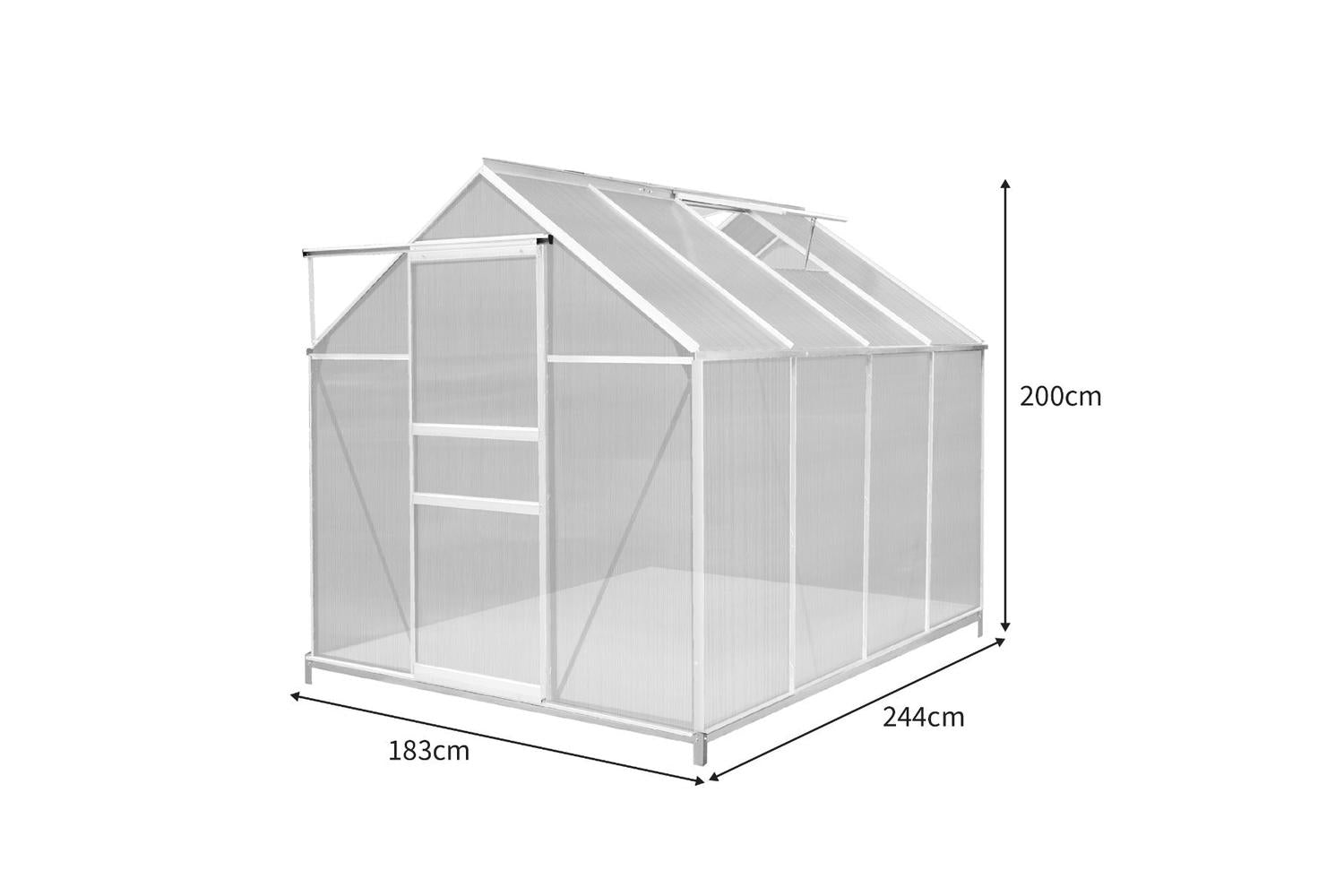 Monstershop 213471 - Polycarbonate Greenhouse 6ft X 8ft With-5