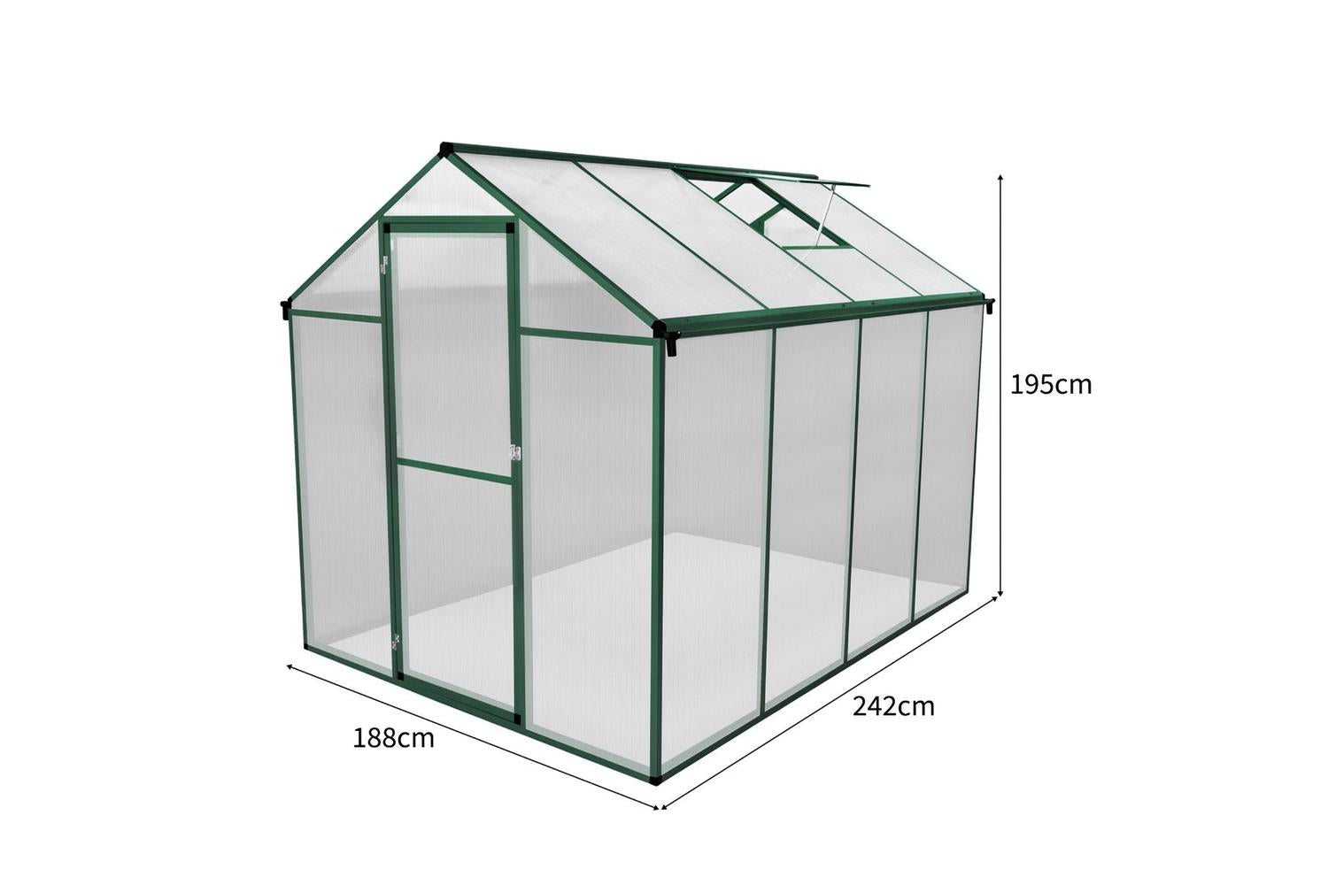 Monstershop 210615 - Polycarbonate Greenhouse 6ft X 8ft-7