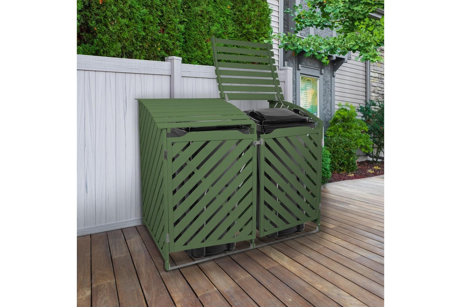 Monstershop 25750 - Sage Green Double Wheelie Bin Storage-2