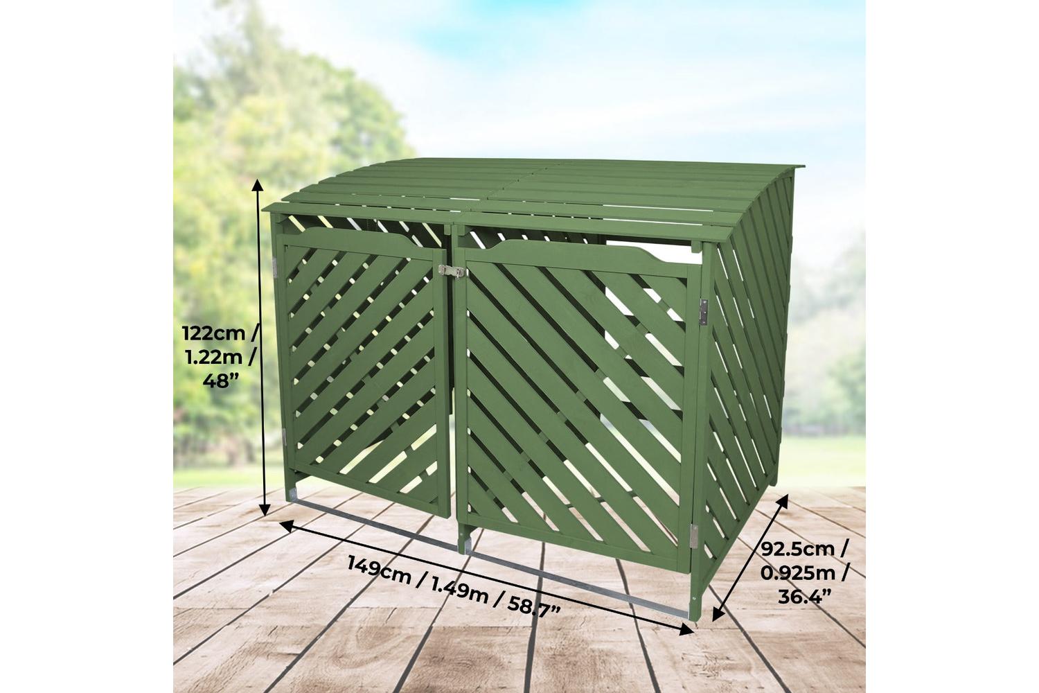 Monstershop 25750 - Sage Green Double Wheelie Bin Storage-3