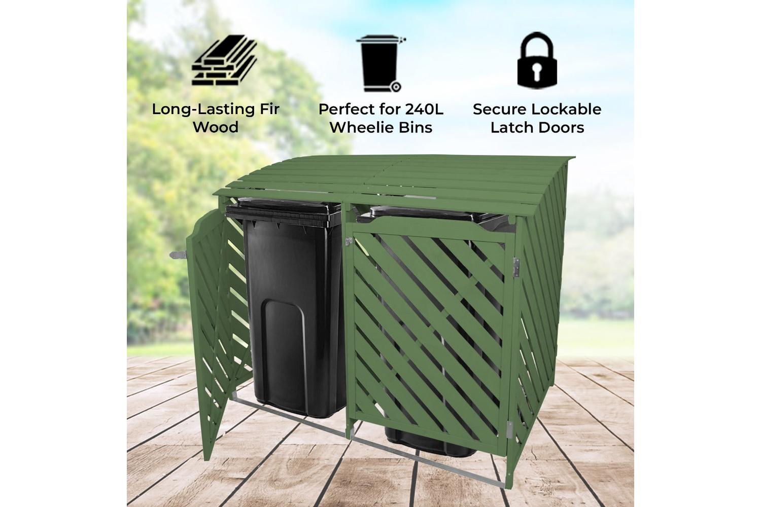 Monstershop 25750 - Sage Green Double Wheelie Bin Storage-4