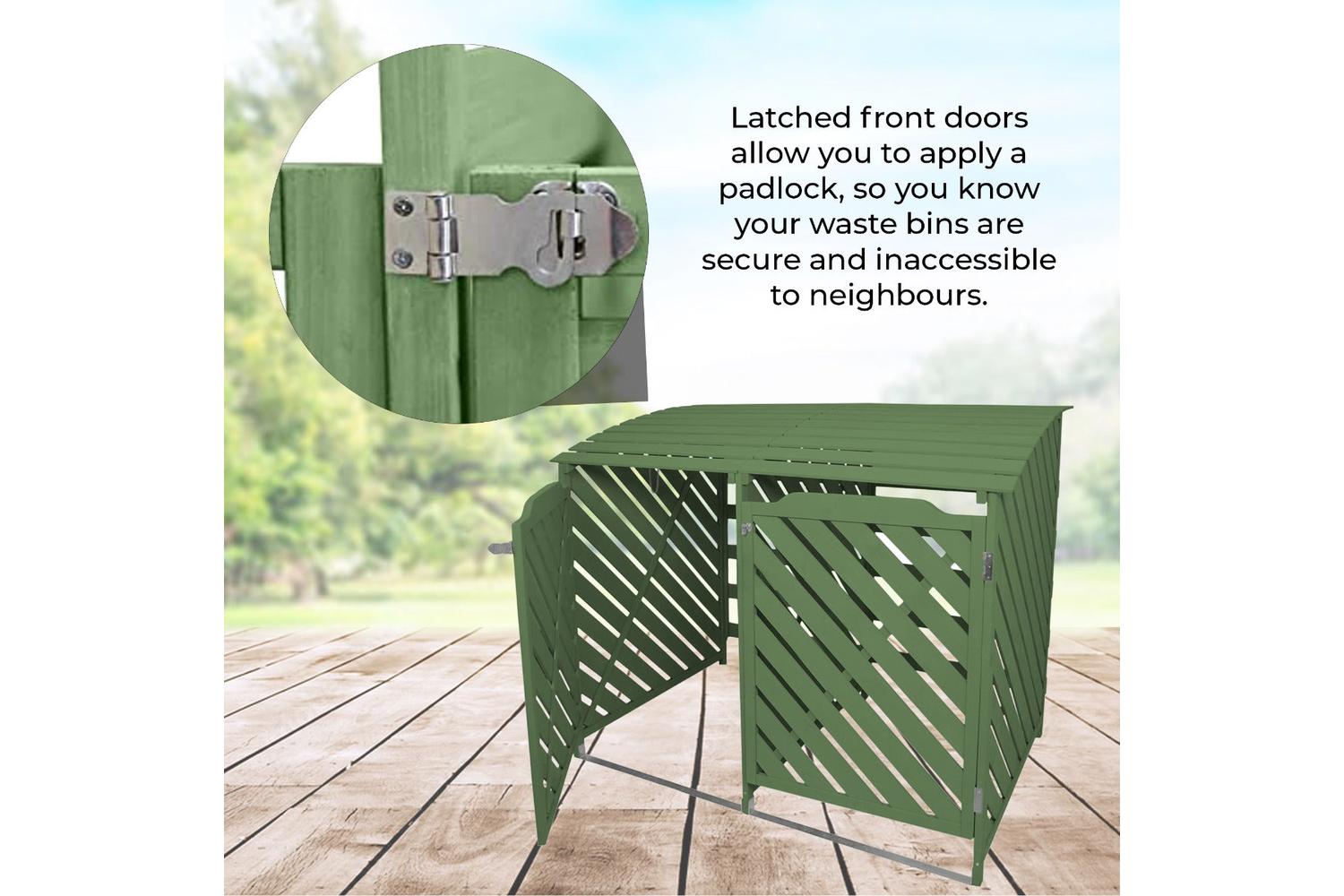 Monstershop 25750 - Sage Green Double Wheelie Bin Storage-6