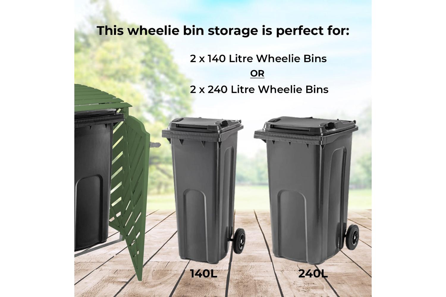 Monstershop 25750 - Sage Green Double Wheelie Bin Storage-7