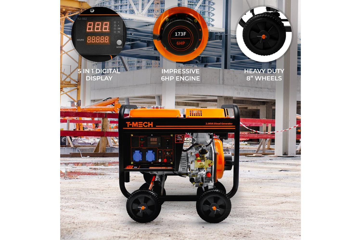 Monstershop 210410 - T-mech 2kva Portable Diesel Generator O-2