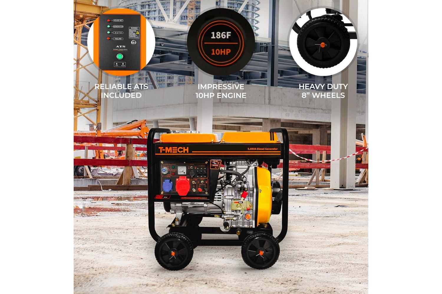 Monstershop 210706 - T-mech 5kva Portable Diesel Generator O-2