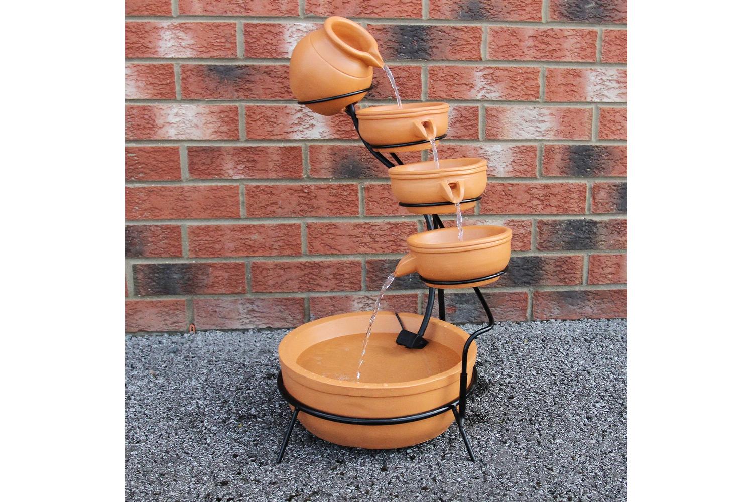 Monstershop 27603 - Terracotta 4 Tier Spilling Bowls Water F-8