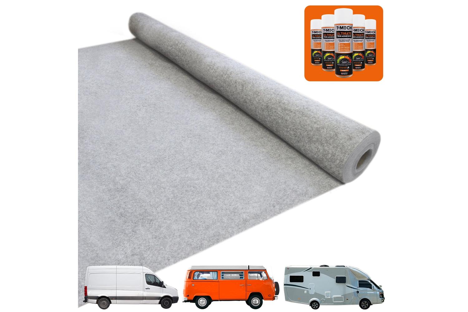 Monstershop 26044 - Van Carpet Lining / Silver Grey & 5 Adhe-2