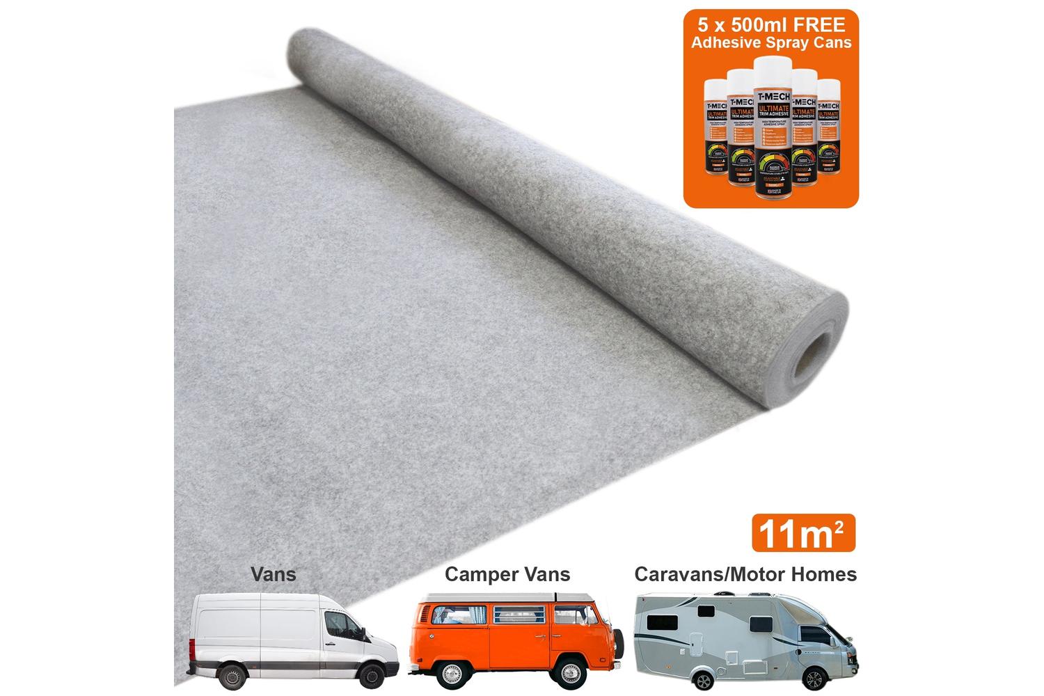 Monstershop 26044 - Van Carpet Lining / Silver Grey & 5 Adhe-3