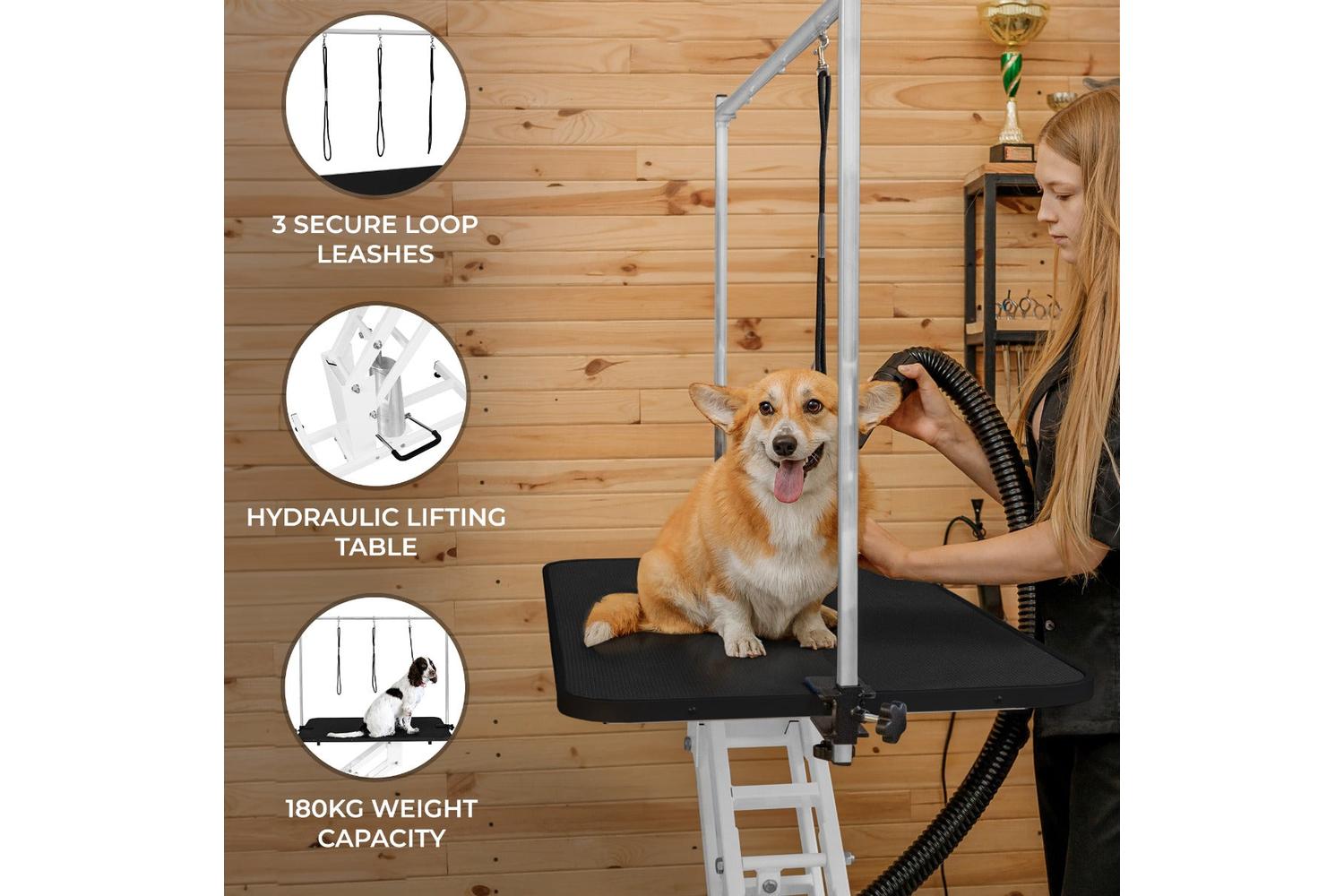 Monstershop 212306 - White Hydraulic Grooming Table - Black-2