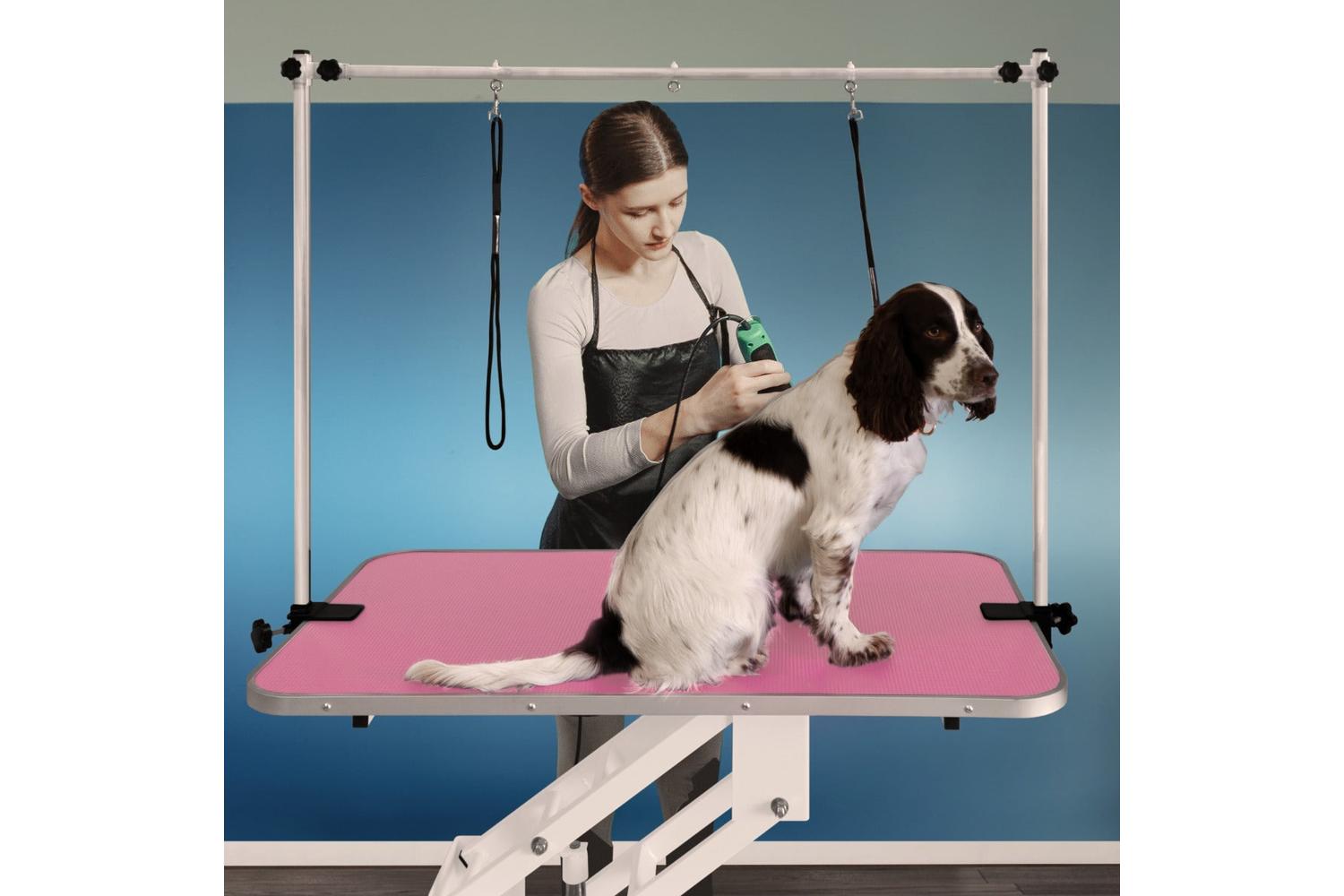 Monstershop 212304 - White Hydraulic Grooming Table - Pink T-6