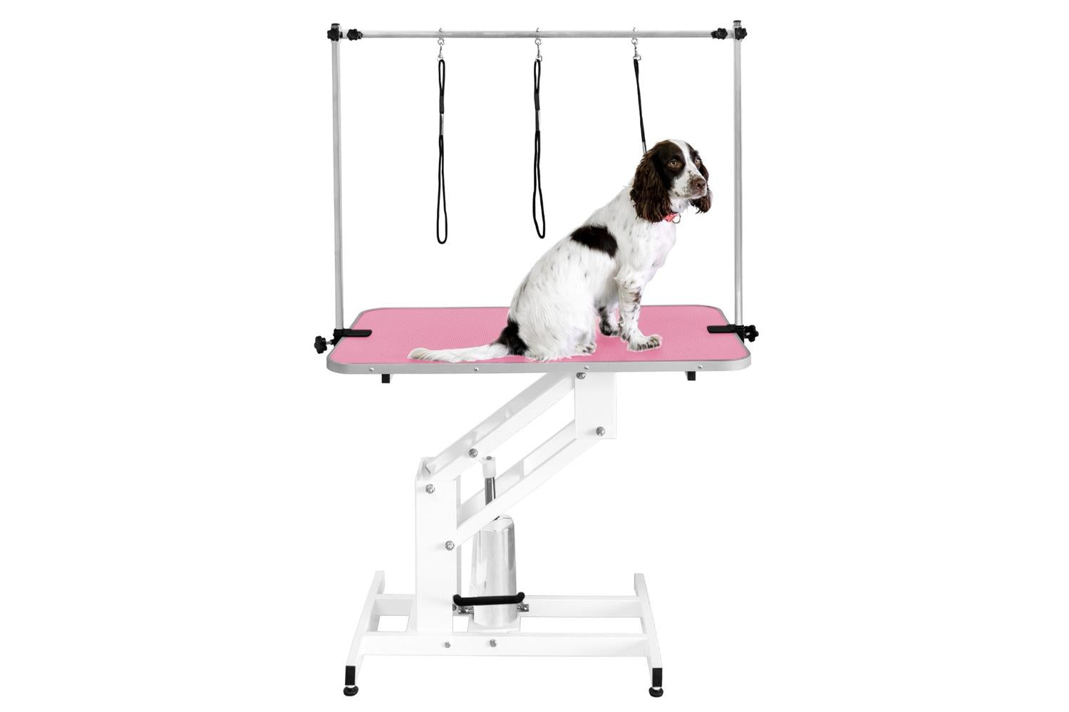 Monstershop 212304 - White Hydraulic Grooming Table - Pink T-8