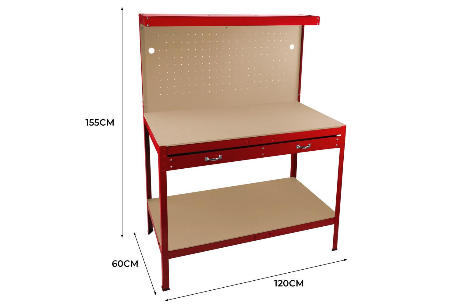 Monstershop 210795 - Workbench With Pegboard Drawer & Light-5