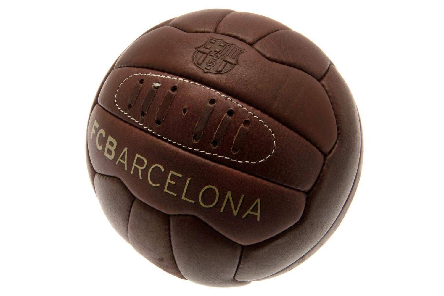 Official Barcelona Fcb Size 5 Brown Leather Soccer Ball-2