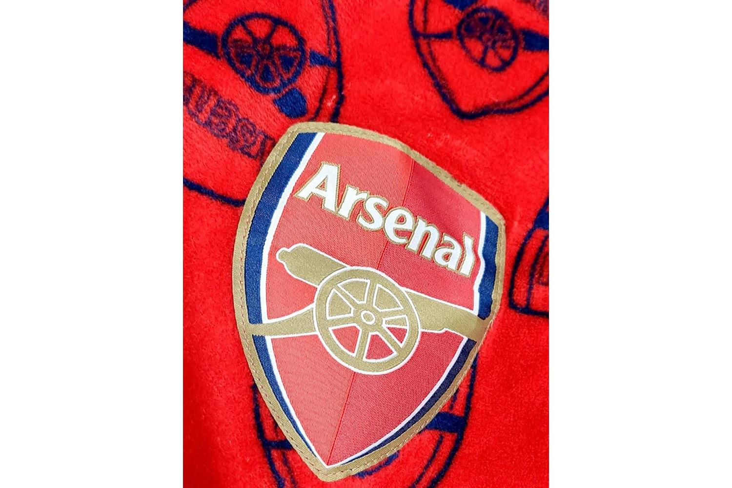 Mens Official Arsenal Football Dressing Gown Hooded Fleece Bath Robe Sizes S-xl (small)-2