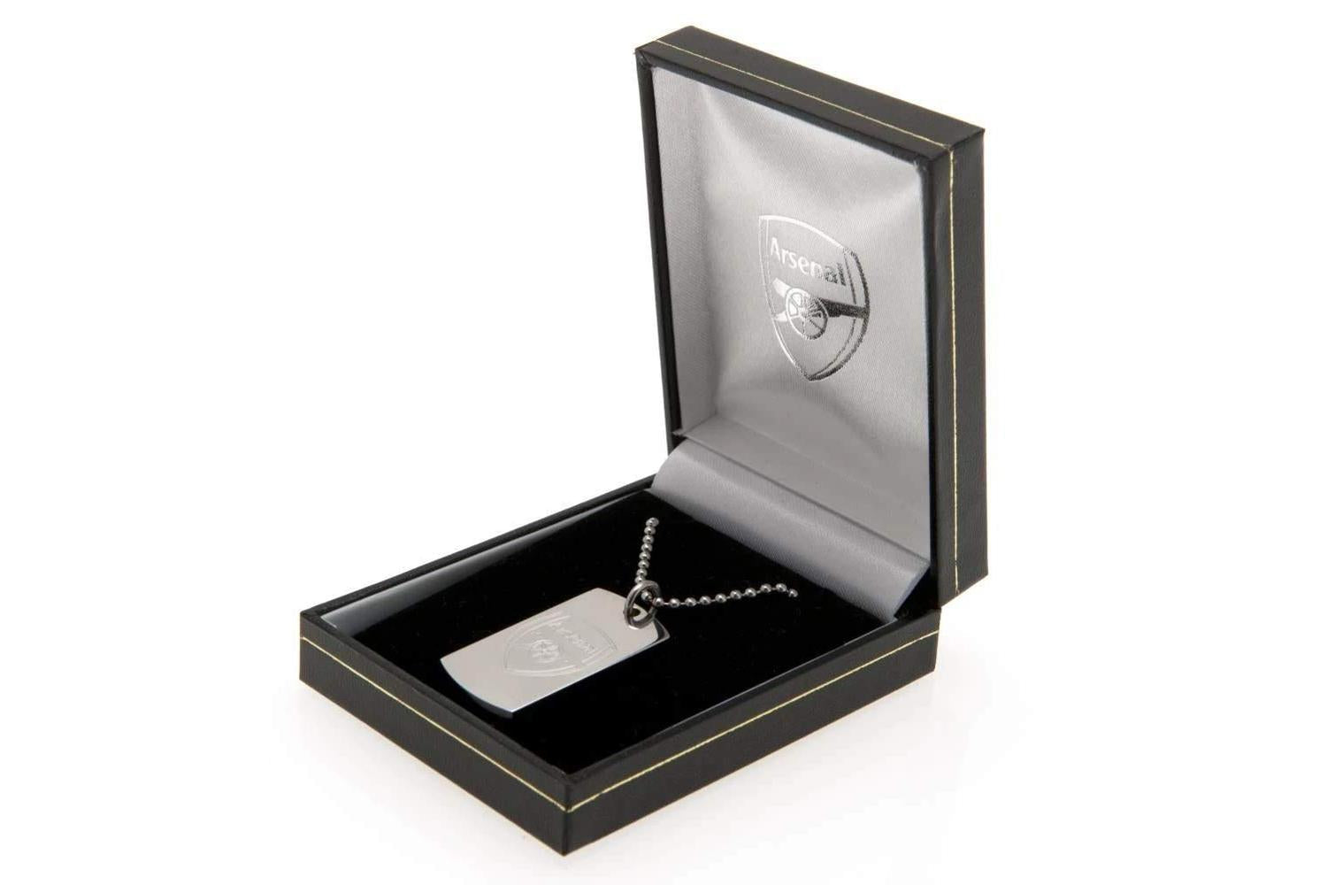 Arsenal F.c. Stainless Steel Engraved Crest Dog Tag & Chain-2