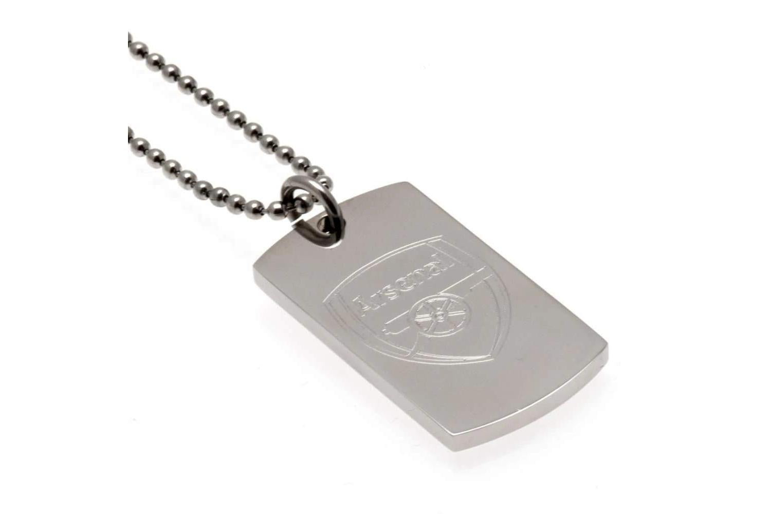 Arsenal F.c. Stainless Steel Engraved Crest Dog Tag & Chain-3