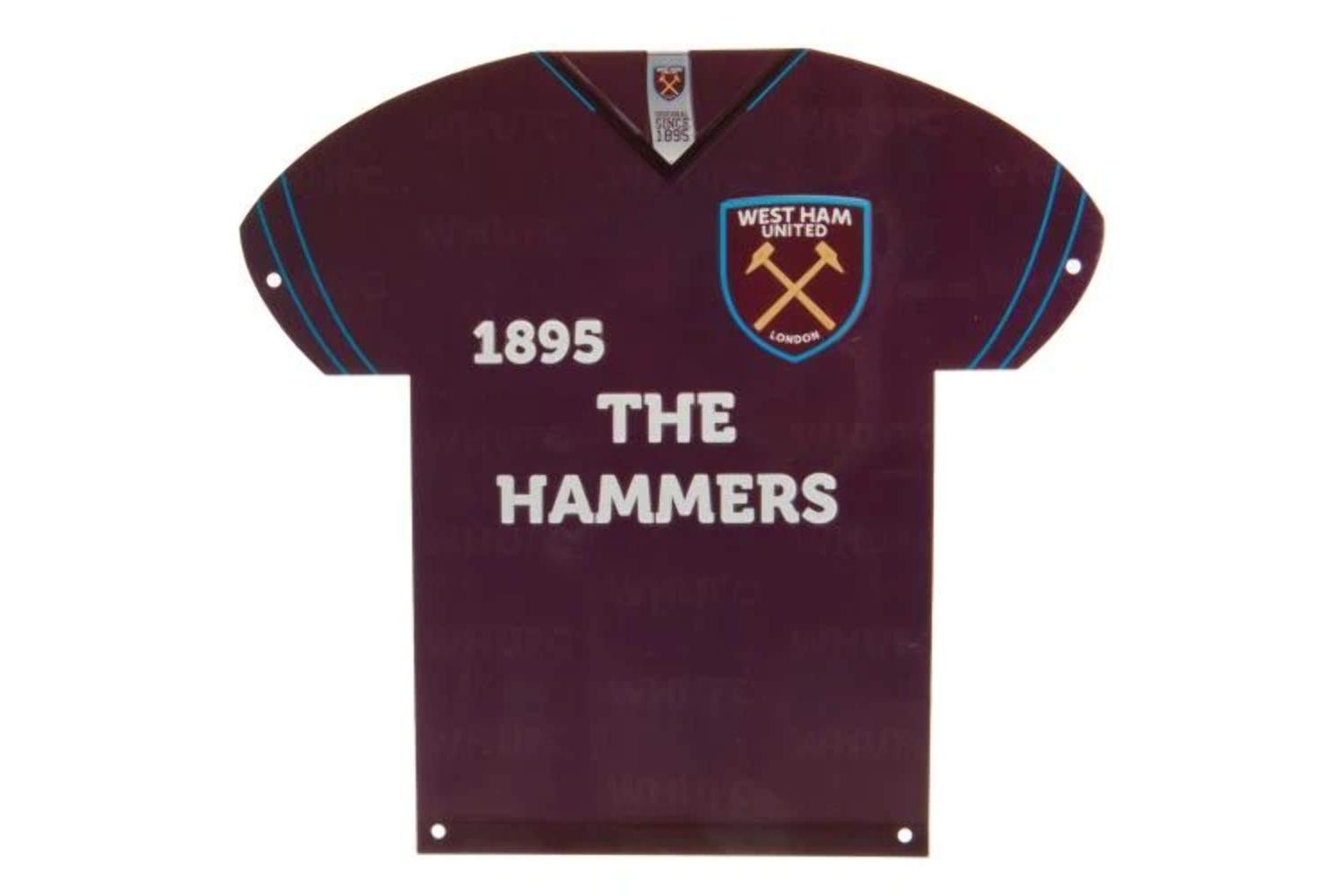 West Ham Shirt Shaped Metal Sign