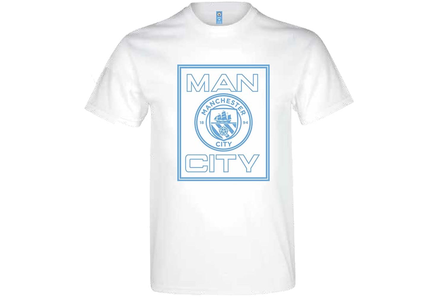 Man City Logo T Shirt White Adults By Manchester City Fc