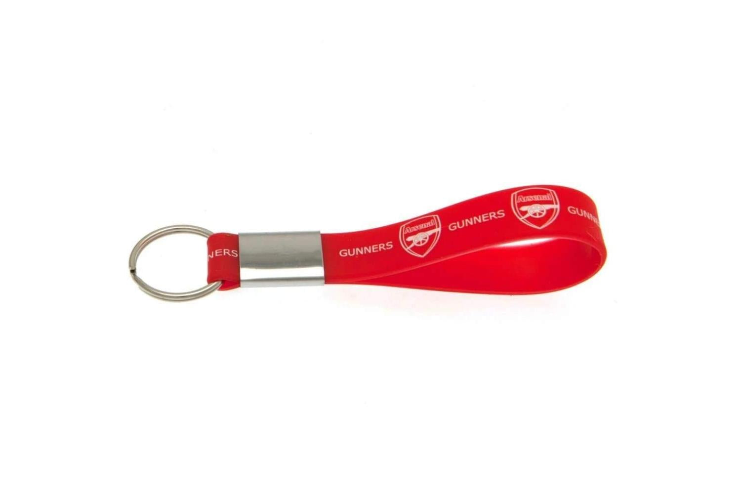 Silicone Strap Keyring With Silver Metal Band And Split Ring - Gunners Design-2