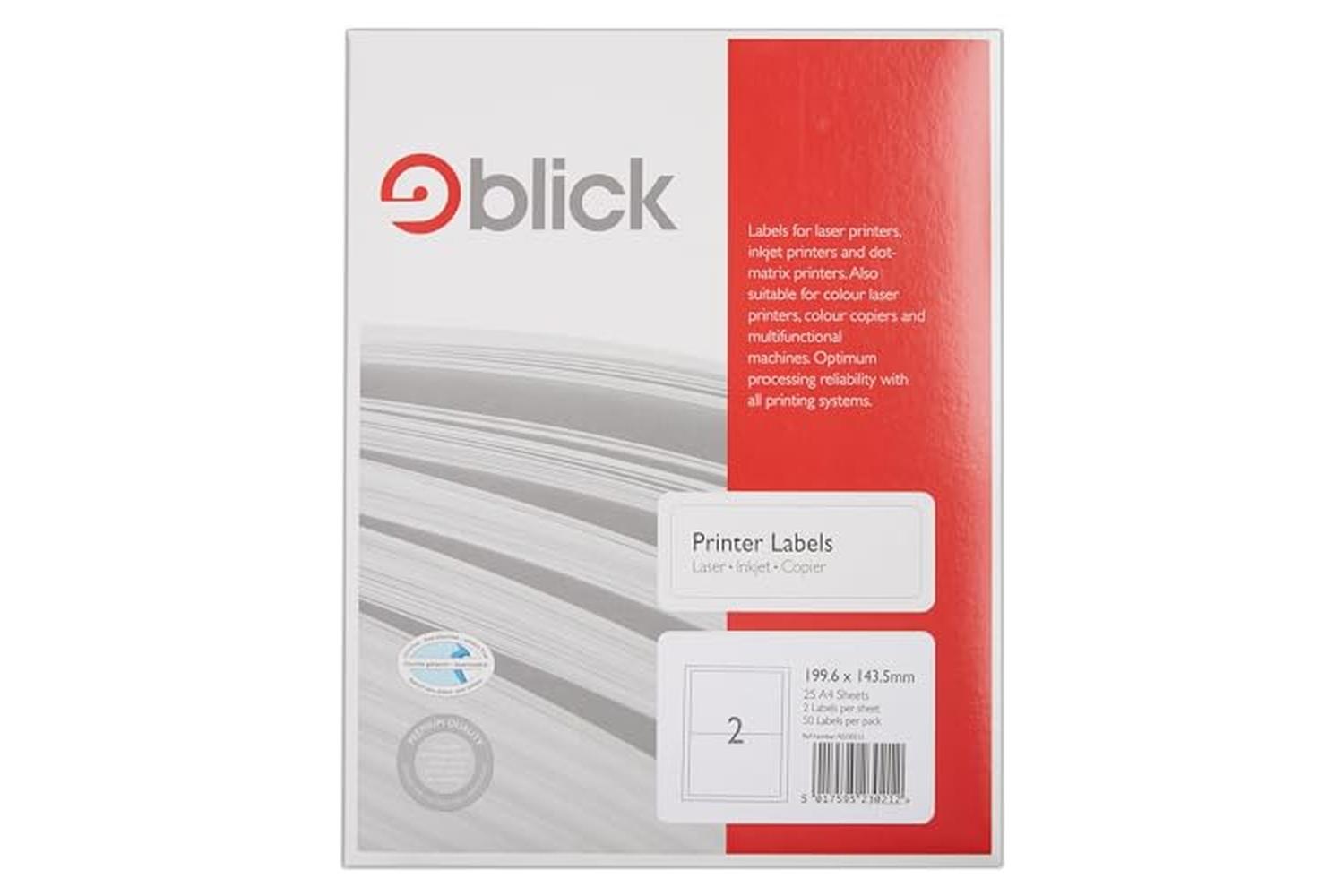 Blick Rs230212 - Multi Labels A4 199.6mm X 143.5mm 2 Labels-2