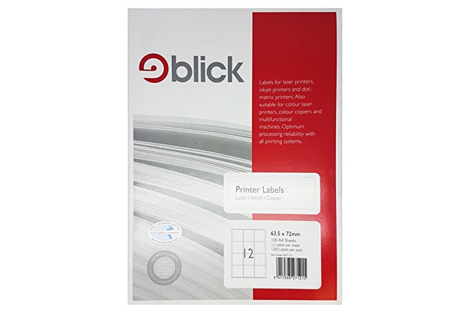 Blick Rs271215 - Multi Labels A4 63.5mm X 72mm 12 Labels Per-2