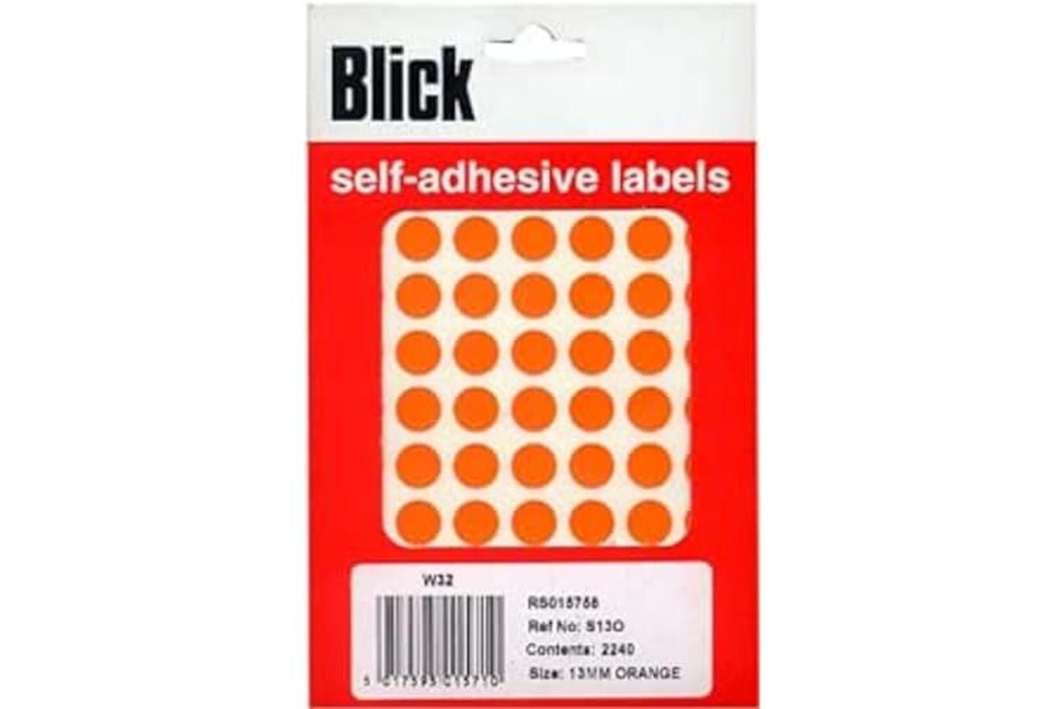 Blick Rs015758 - Orange Office Pack 13mm Diameter Circles (2-2