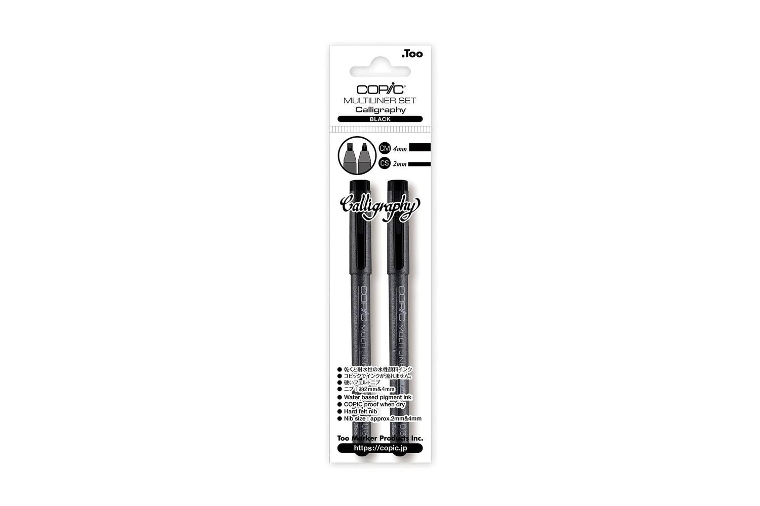 Copic Cz2207519 - Multiliner Black Calligraphy Set Of 2