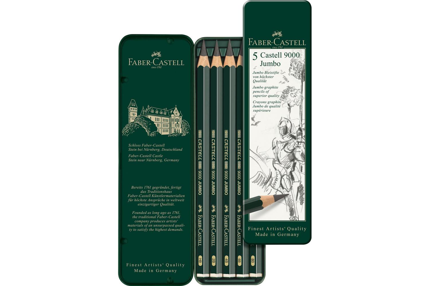 Faber-castell Fc119305 - Castell 9000 Jumbo Pencil Tin Of 5-3