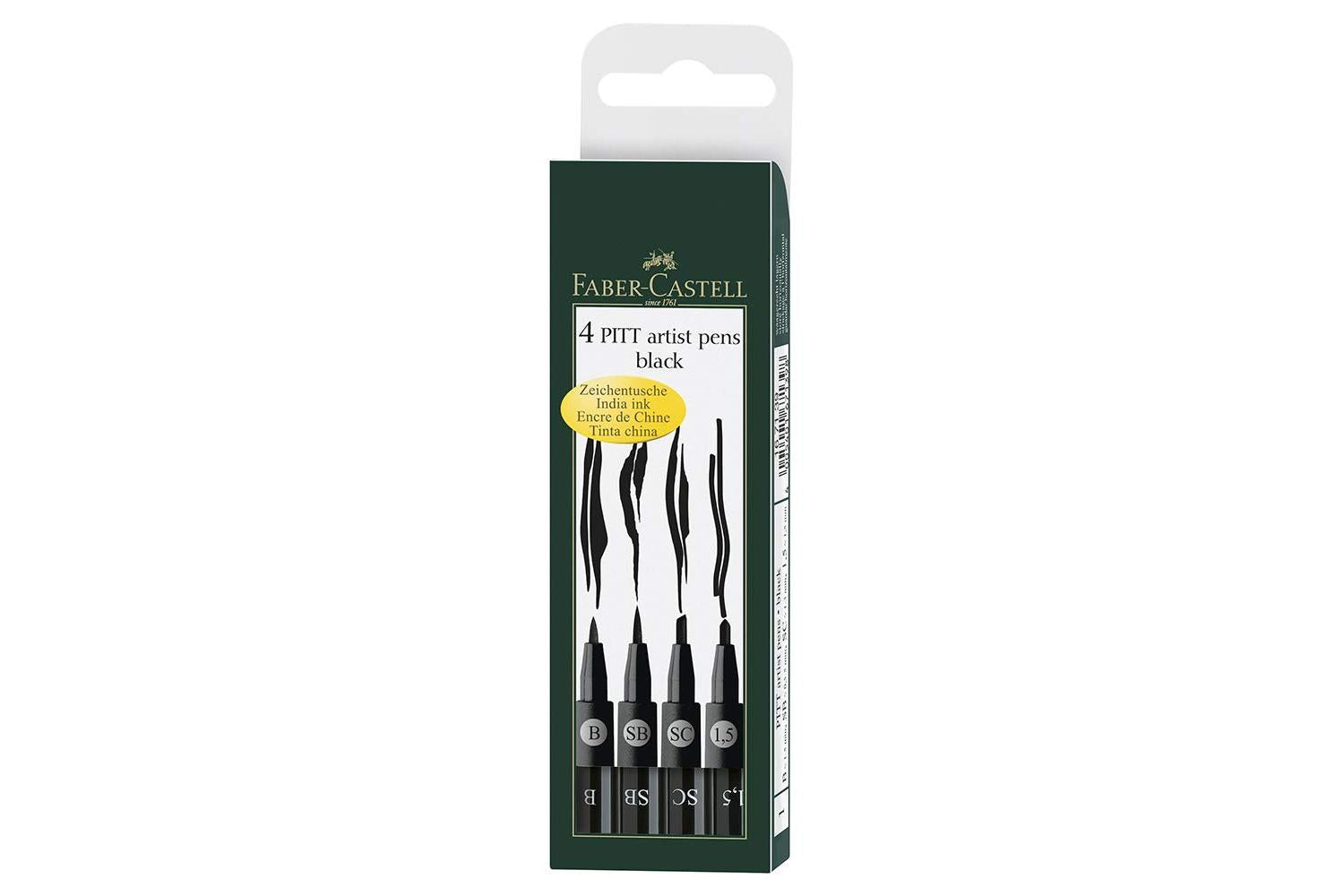 Faber-castell Fc167139 - Pitt Artist Pen Wallet Of 4 Black (-3