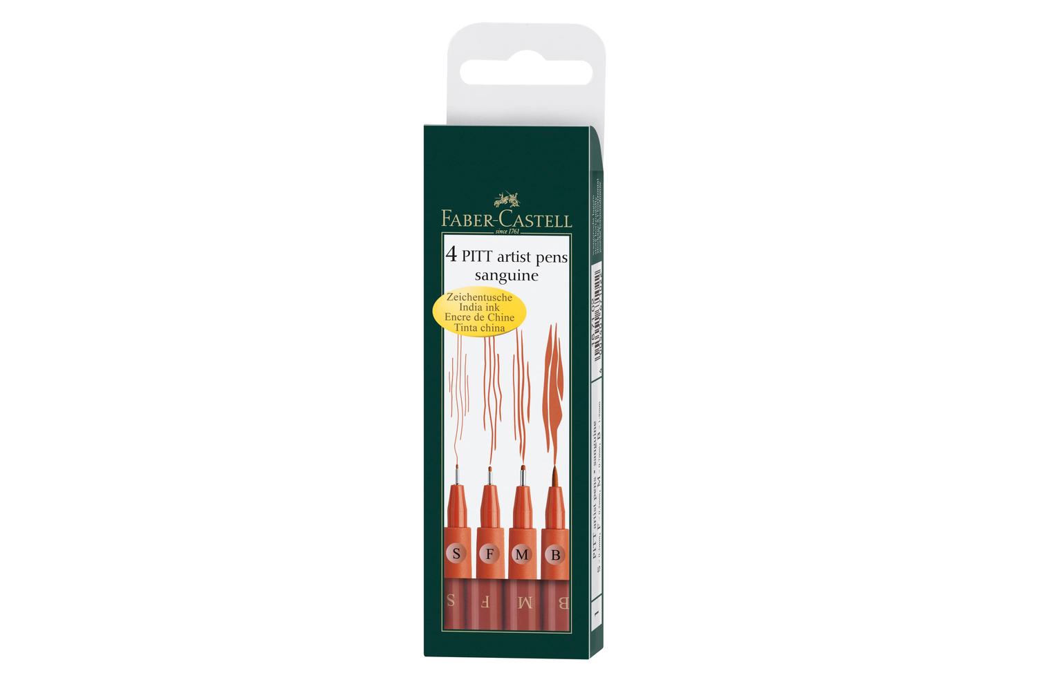 Faber-castell Fc167102 - Pitt Artist Pen Wallet Of 4 Sanguin
