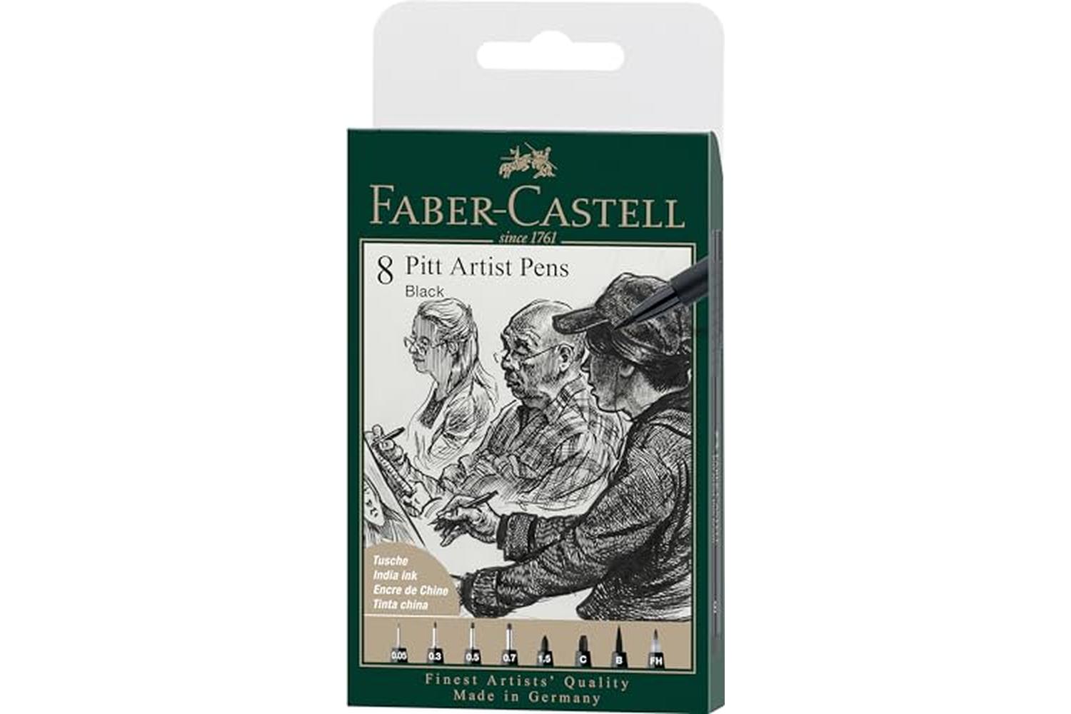Faber-castell Fc167158 - Pitt Artist Pen Wallet Of 8 Black X-2