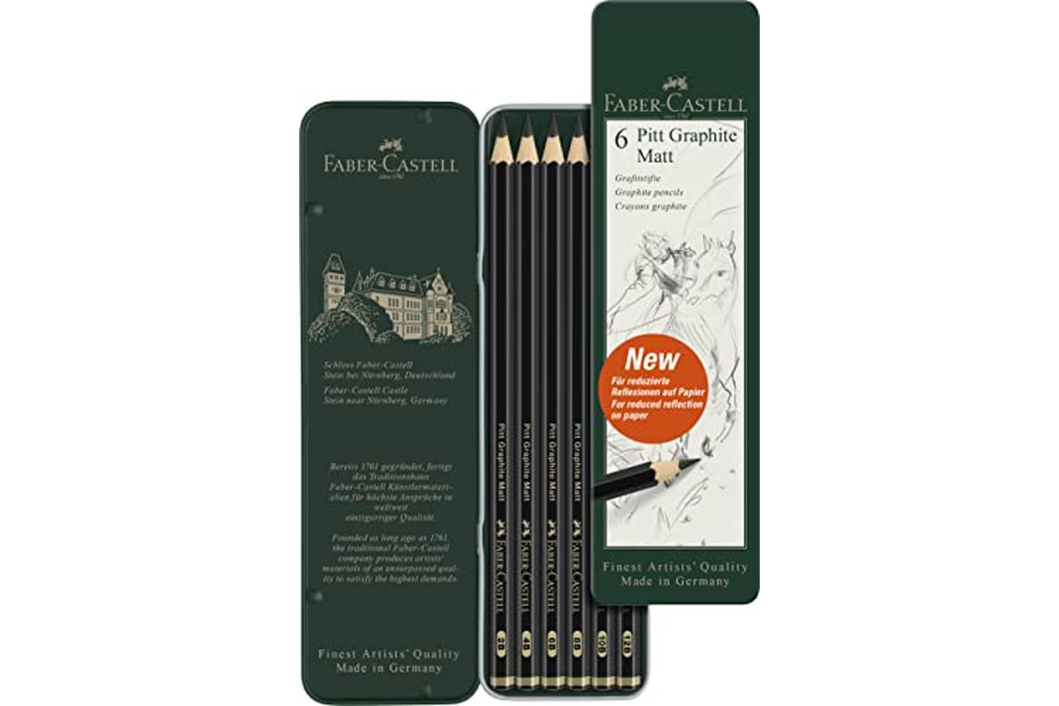 Faber-castell Fc115207 - Pitt Graphite Matt Tin Of 6 Pencils-2