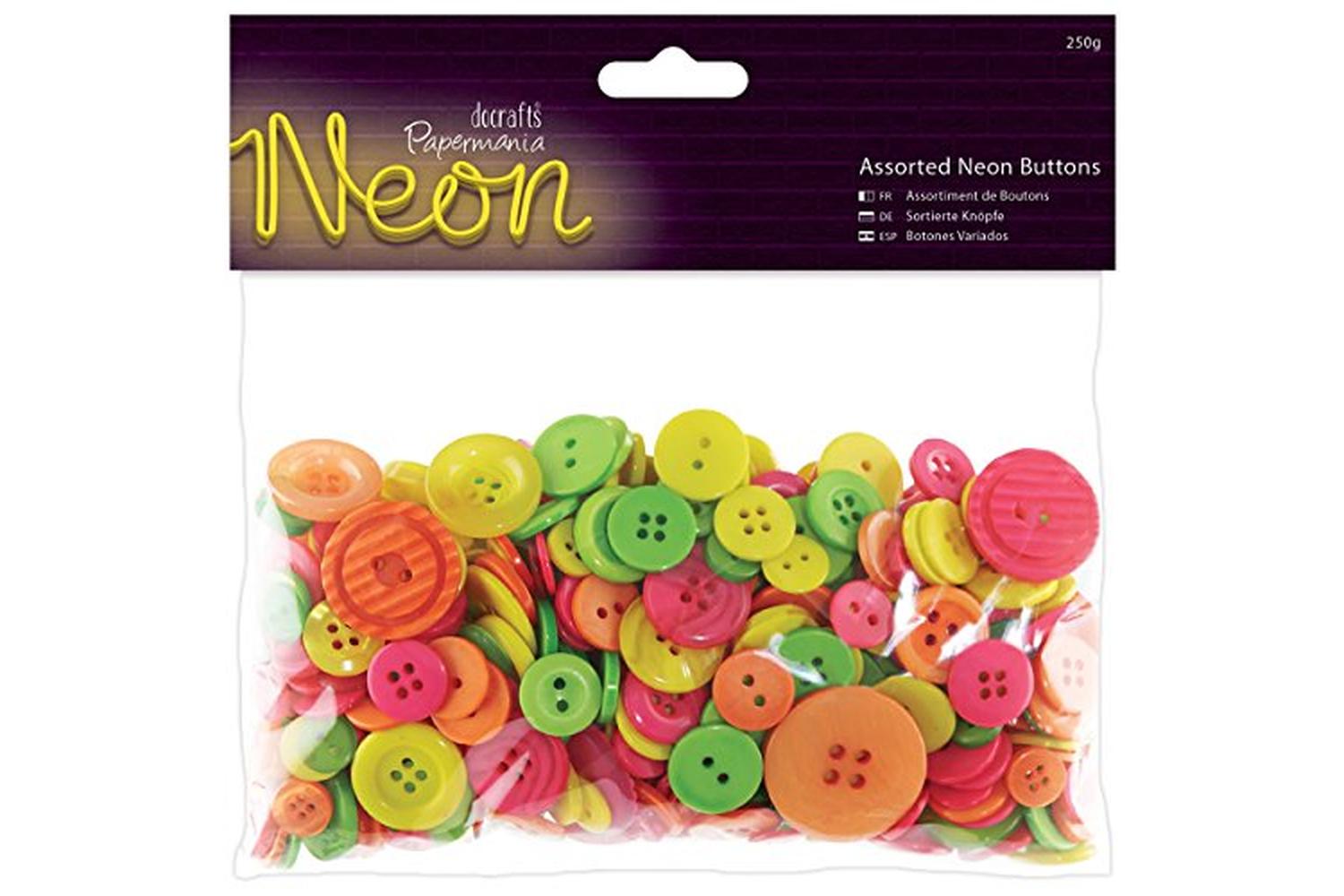 Papermania Pma 354324 - Assorted Buttons (250g) - Neon-2