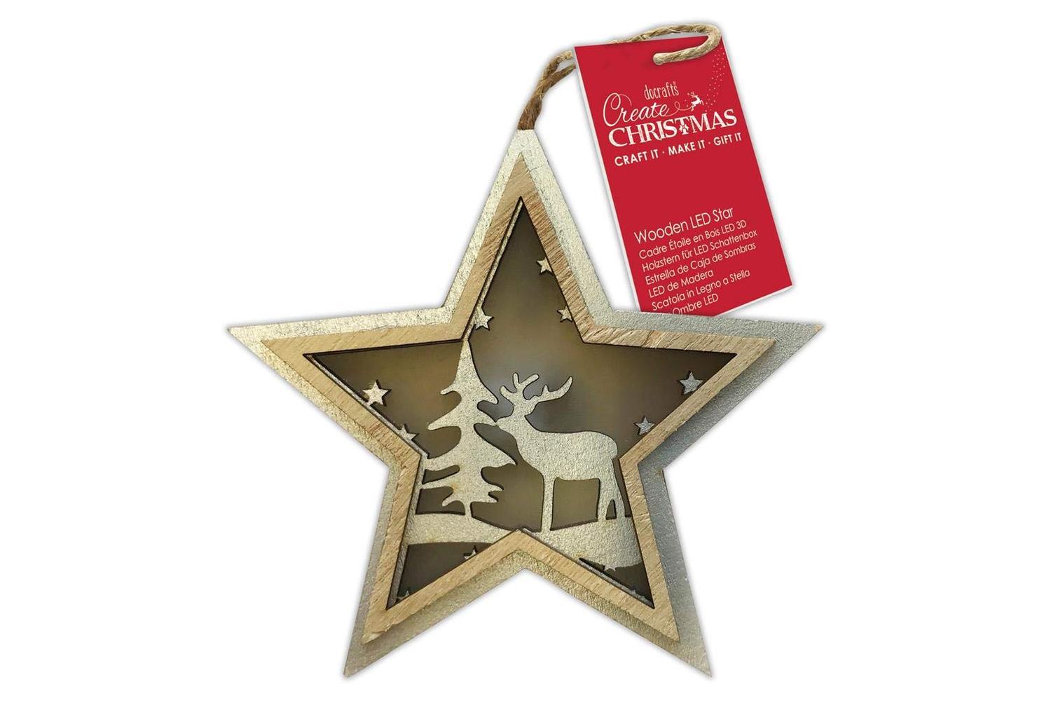 Papermania Pma 105991 - Wooden Led Star - Stag Trees