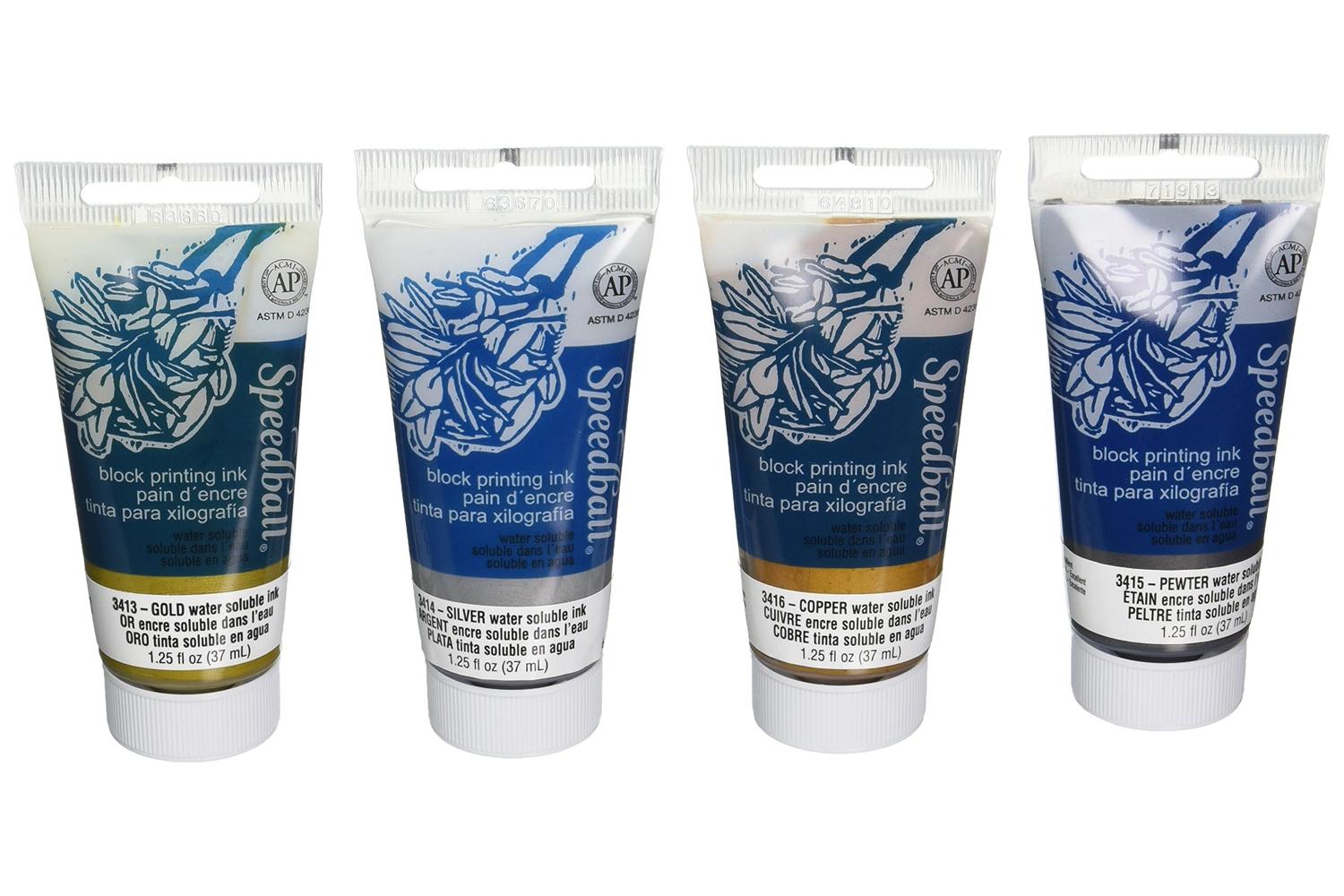 Speedball Sb003473 - Metallic Block Printing Ink Set (4) 37c