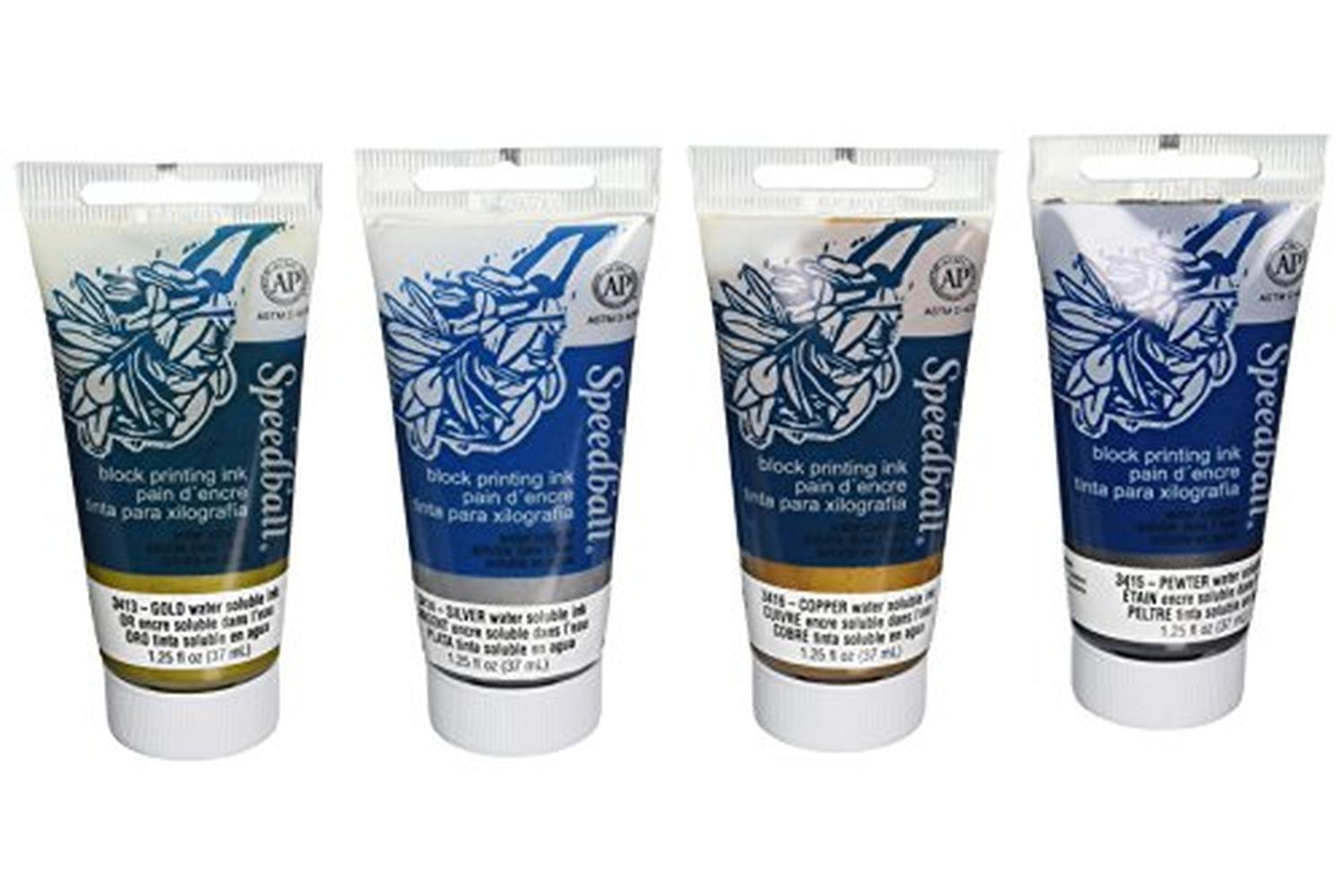 Speedball Sb003473 - Metallic Block Printing Ink Set (4) 37c-2
