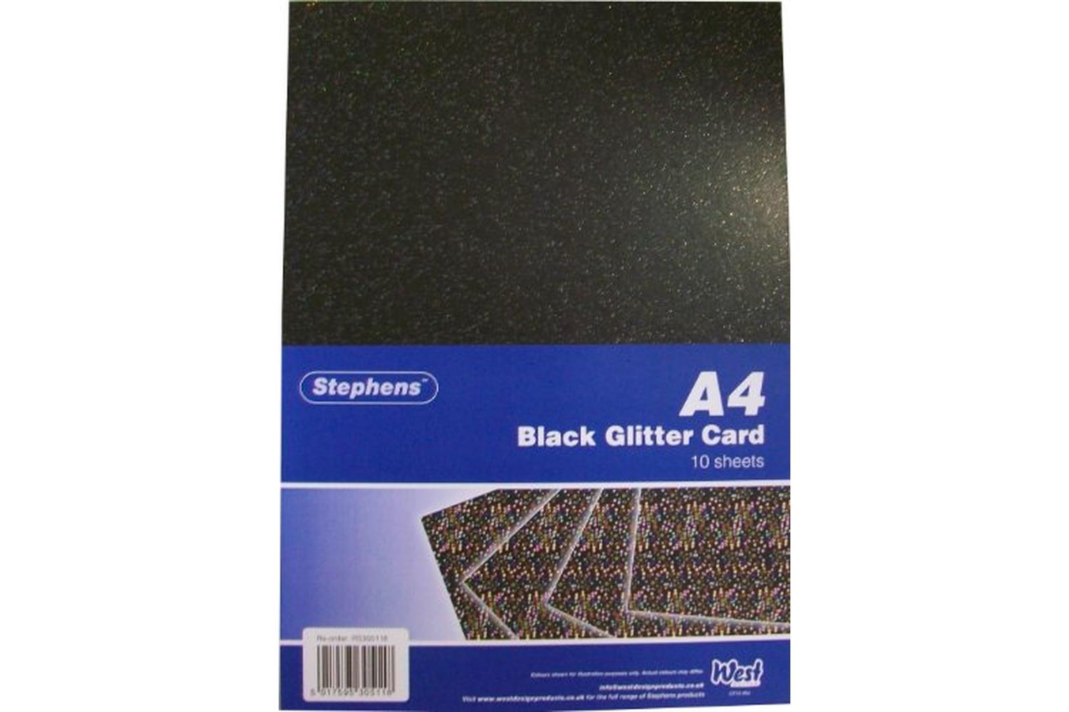 Stephens Rs305118 - A4 Glitter Board 220gsm 10 Sheets Black-2