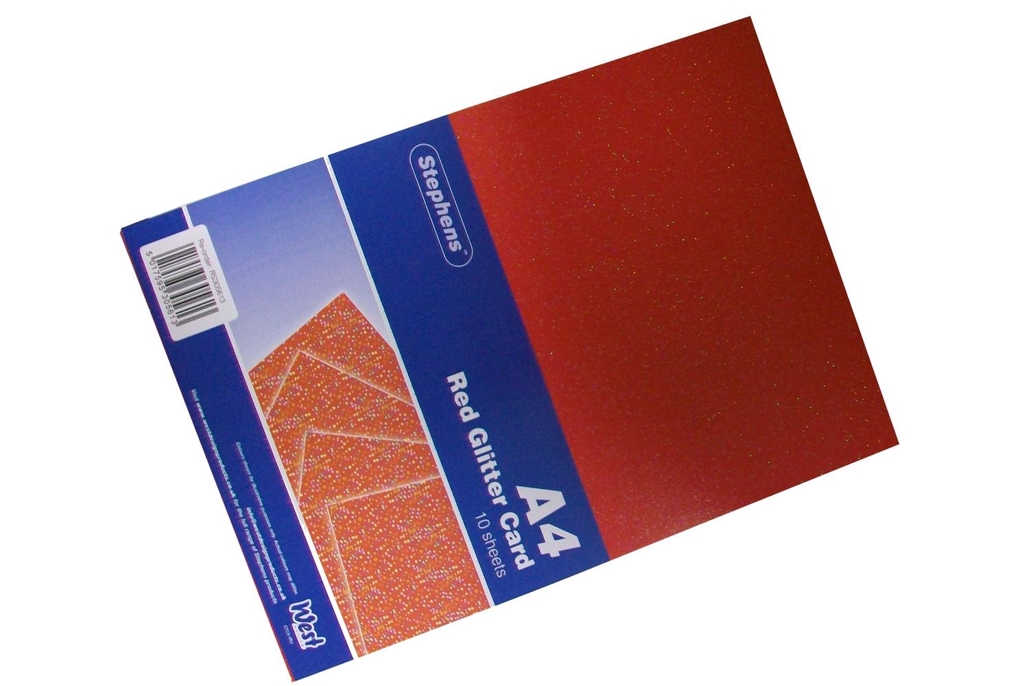 Stephens Rs305613 - A4 Glitter Board 220gsm 10 Sheets Red
