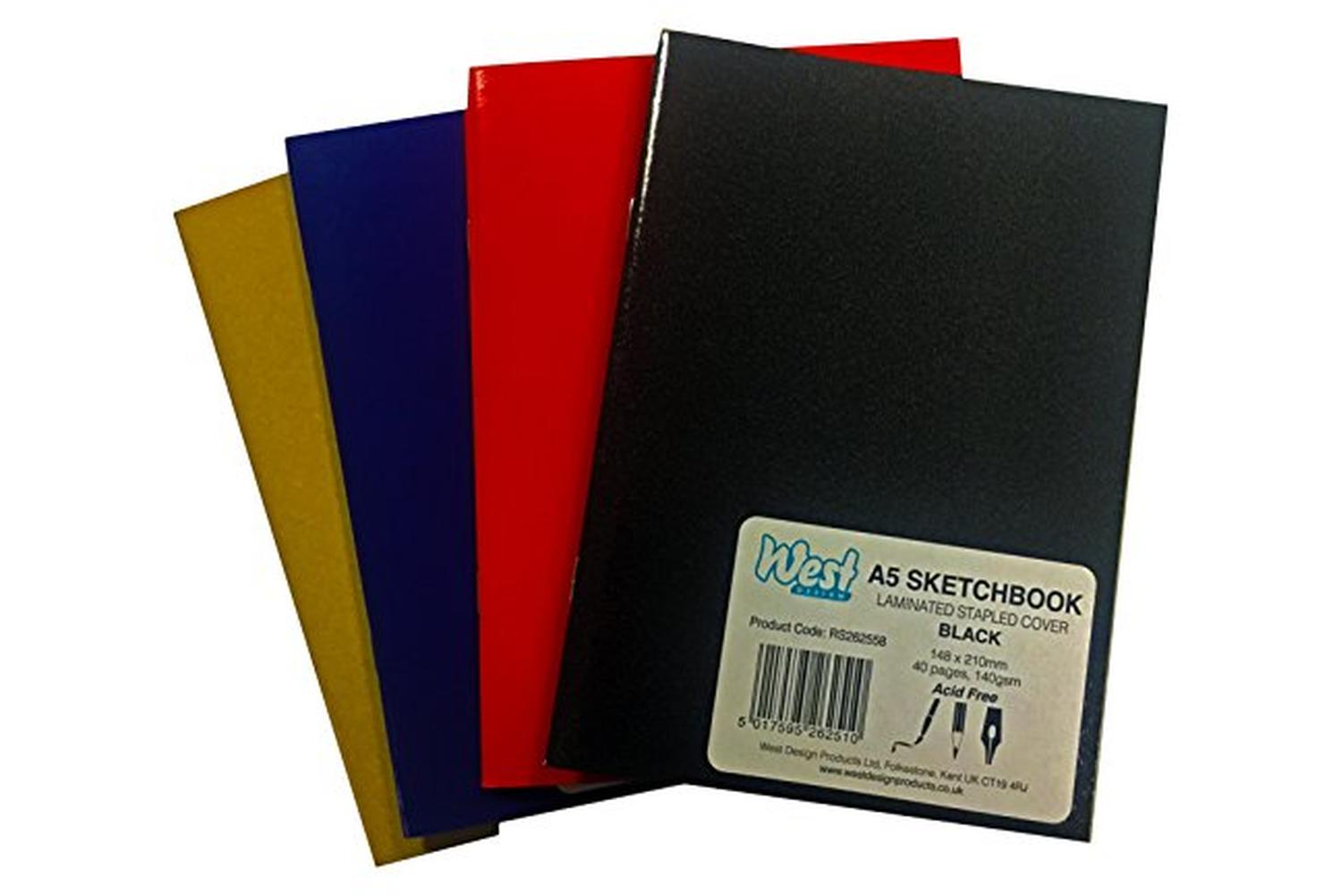 West Rs334552 - A4 Matt Sketchbook Bundle Of 5 Assorted-2