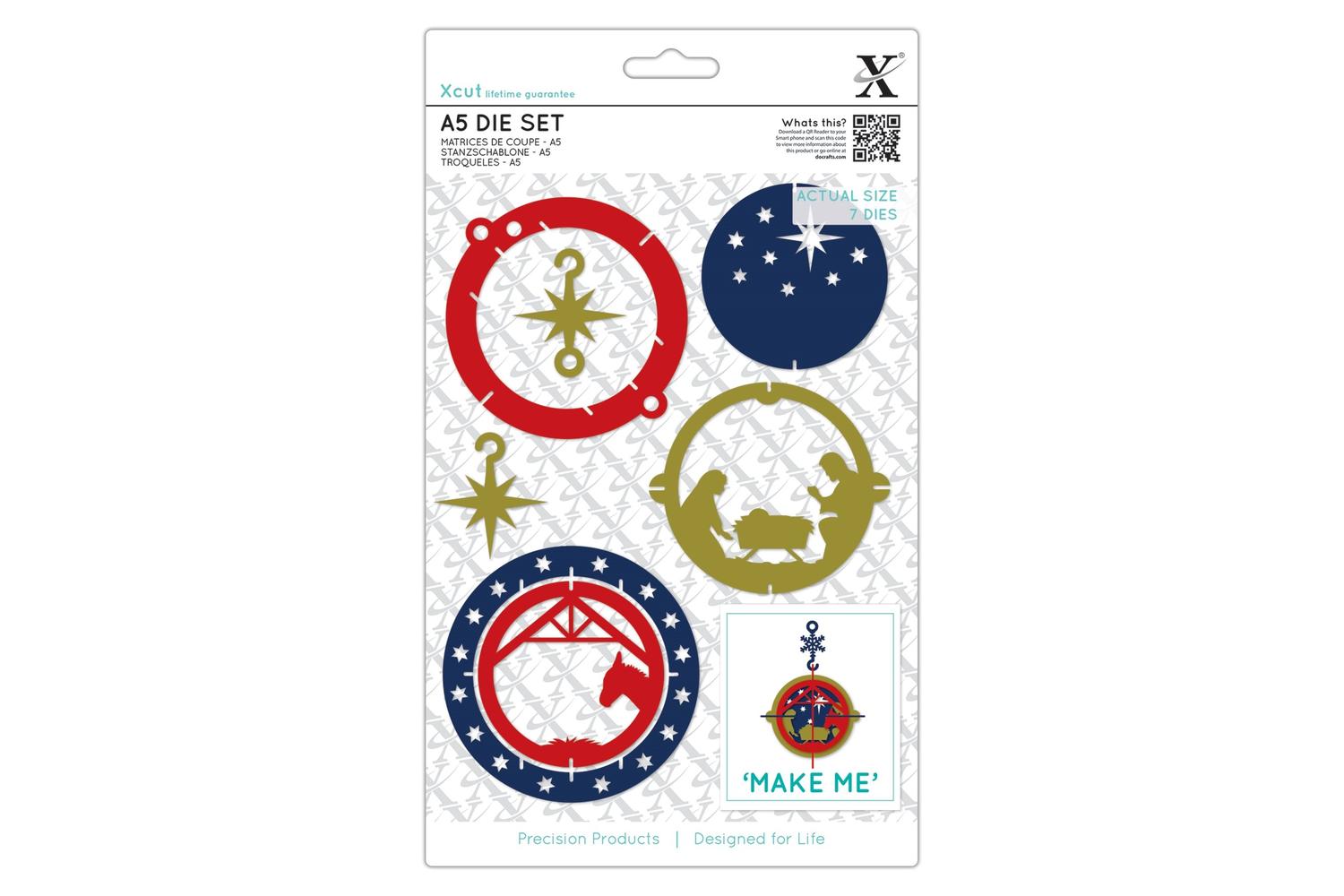 Xcut Xcu 503967 - A5 Dies (7pcs) - Nativity Bauble