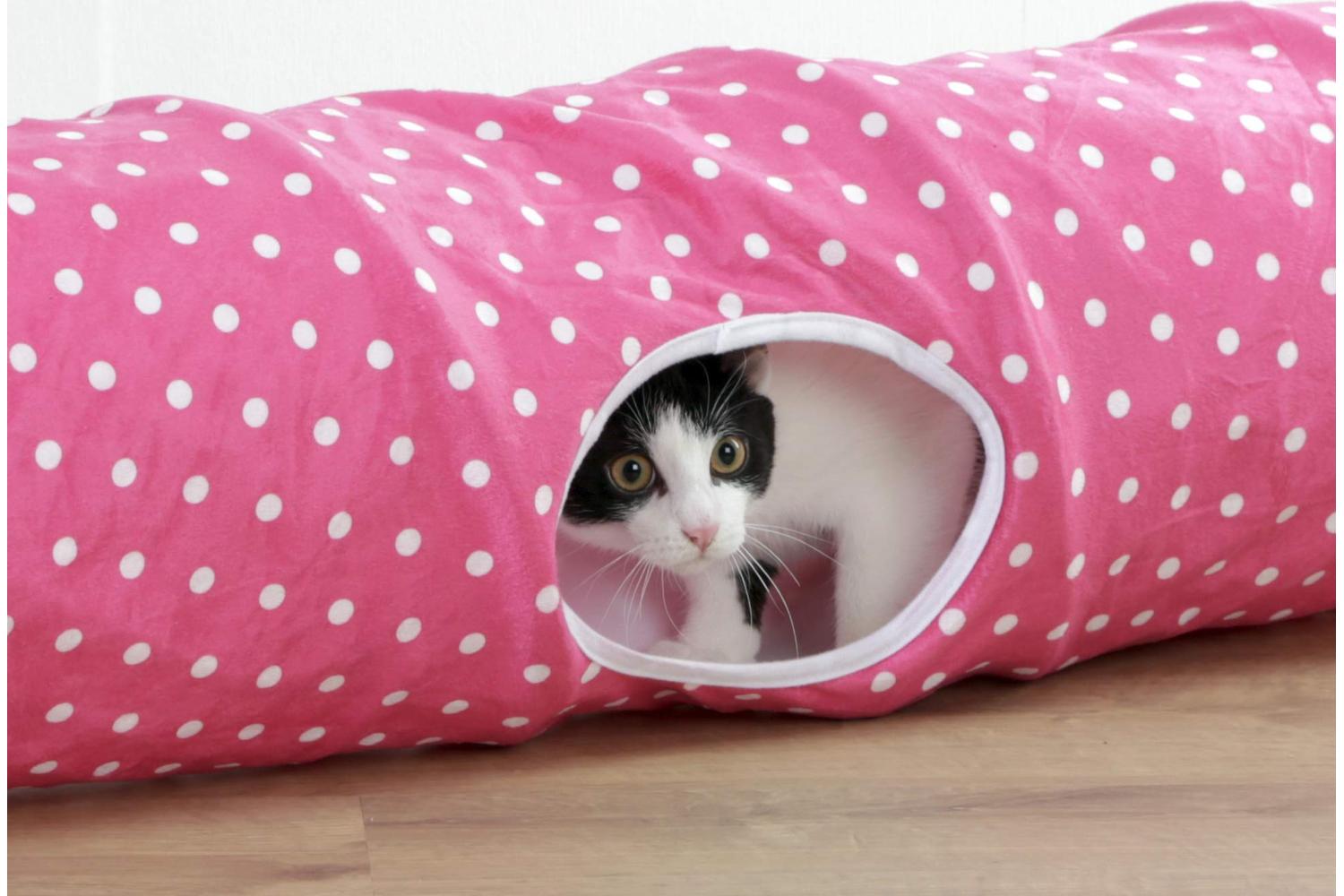Kerbl Pet Ker-81595 - Cat Tunnel Puntino Pink/ White, 100cm,-3
