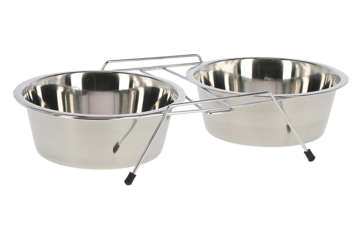 Kerbl Pet Ker-83406 - Metal Twin Feeder Incl. 2 X 1800 Ml Bo